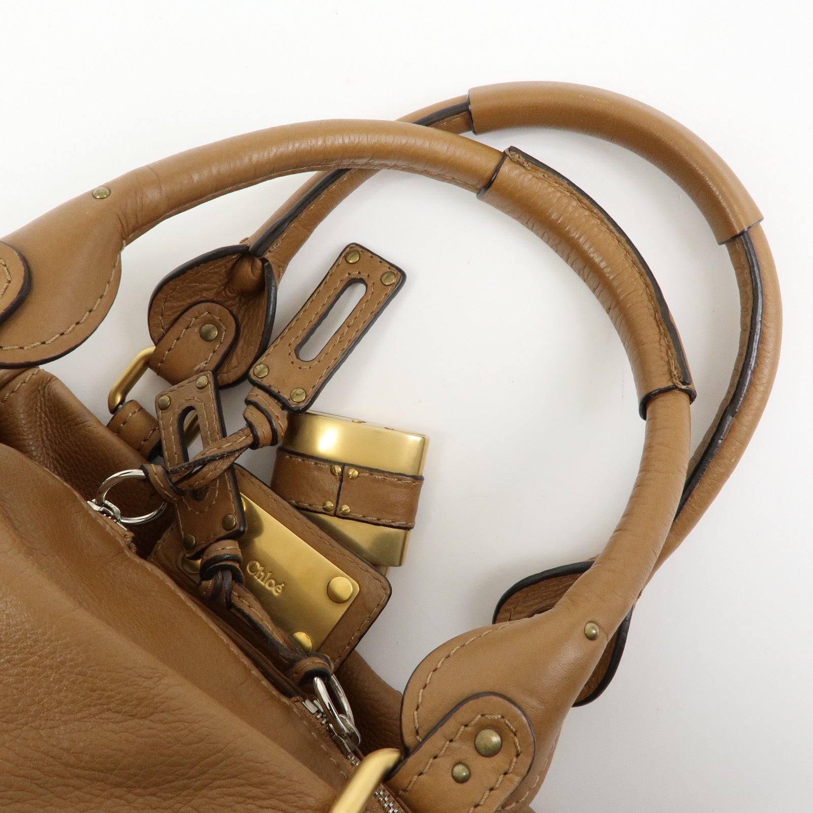 Chloe Paddington Leather Shoulder Bag Boston Bag Brown