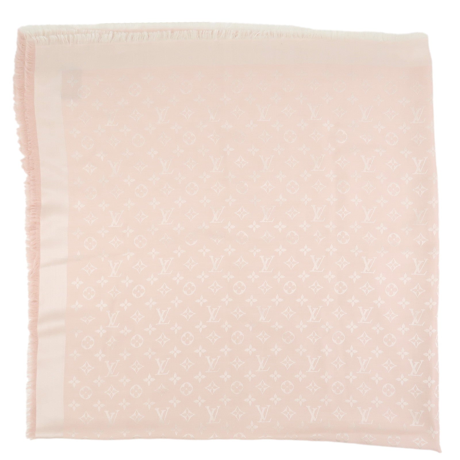 Louis Vuitton Monogram Silk Wook Shawl Scarf Rose Pink M72046