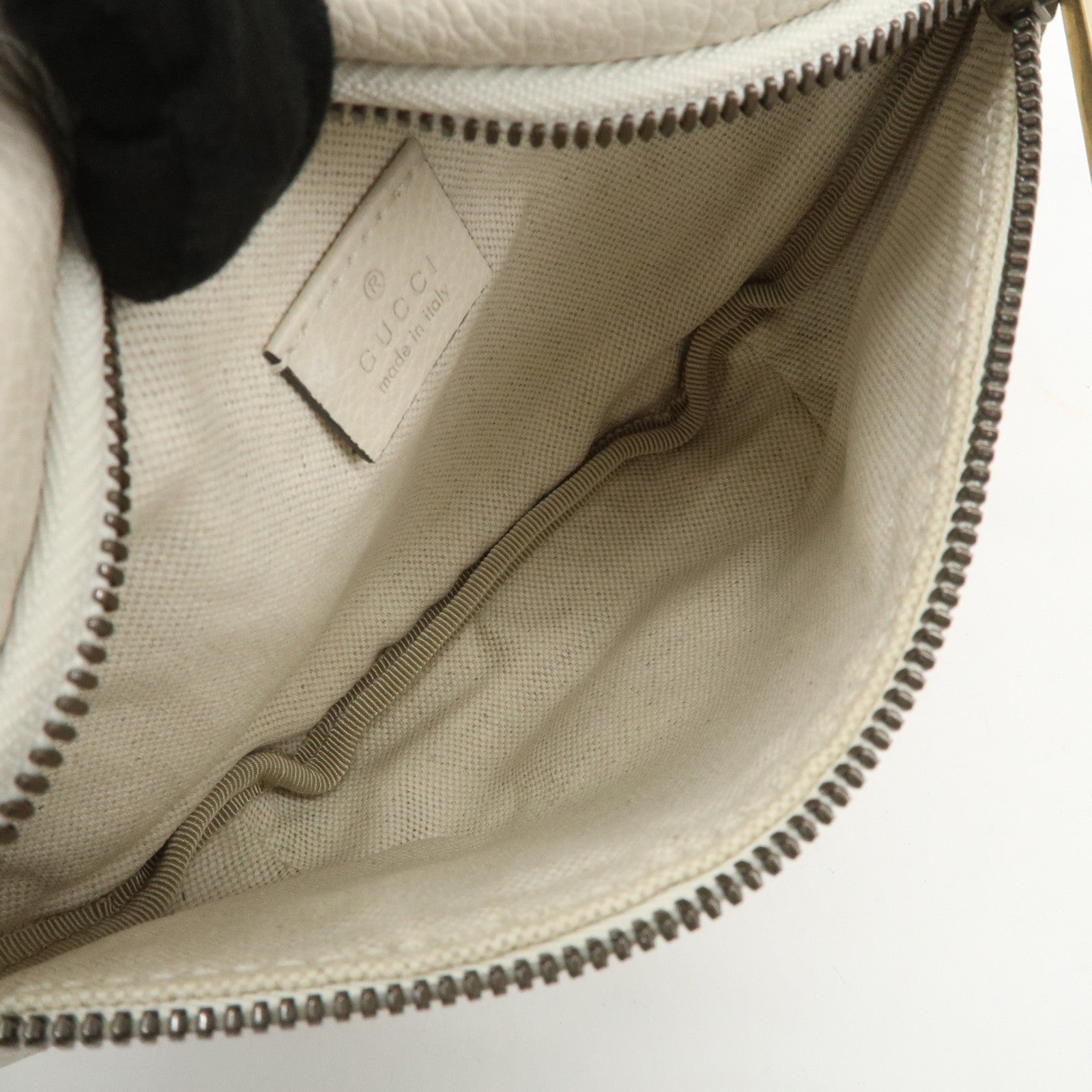 GUCCI Sherry Leather Canvas Waist Bag Crossbody Bag Ivory 527792