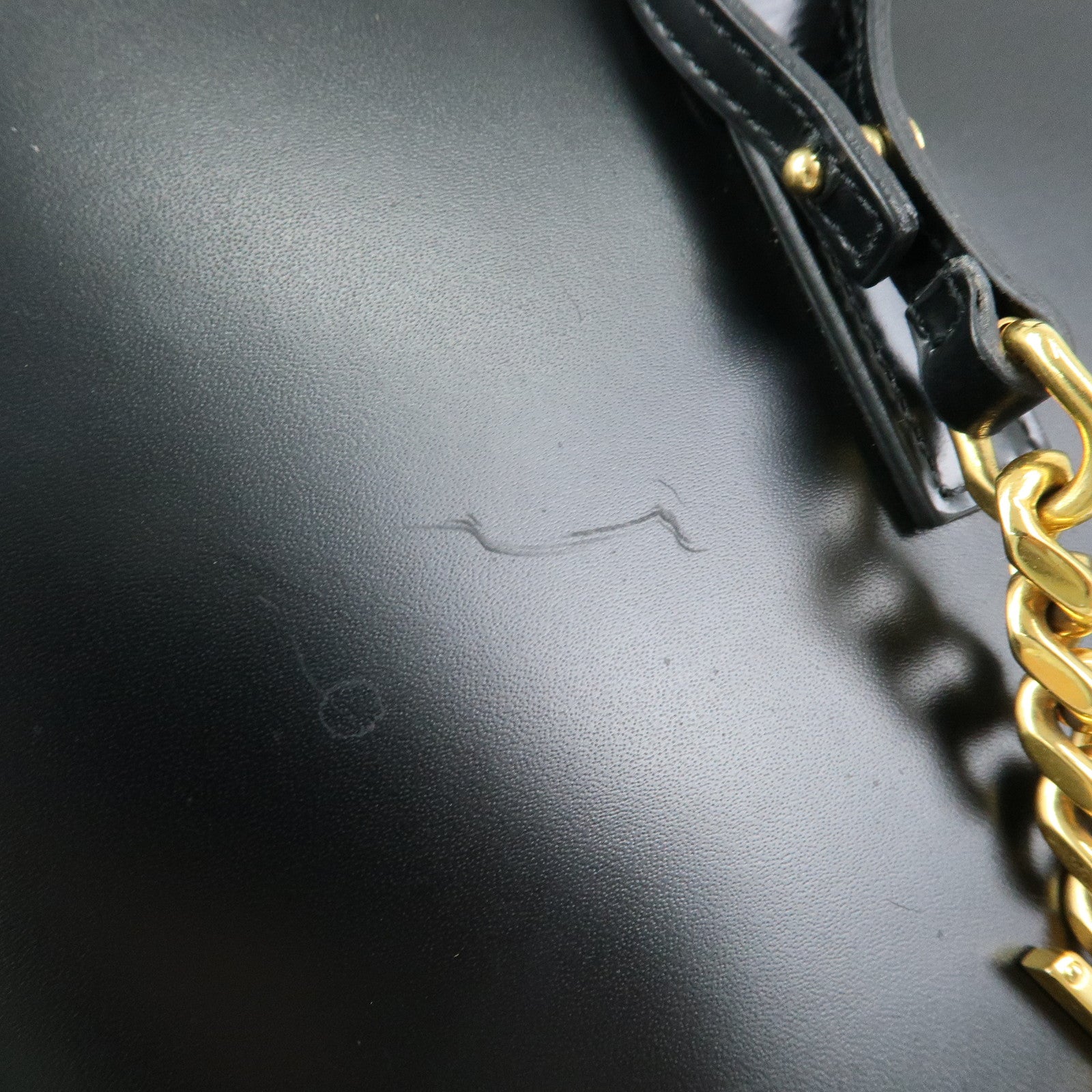SAINT LAURENT PARIS Cassandra Leather Tote Hand Bag Black 383357