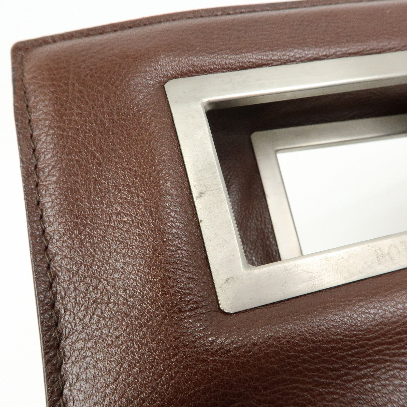 BOTTEGA VENETA Leather Square Hand Bag Brown
