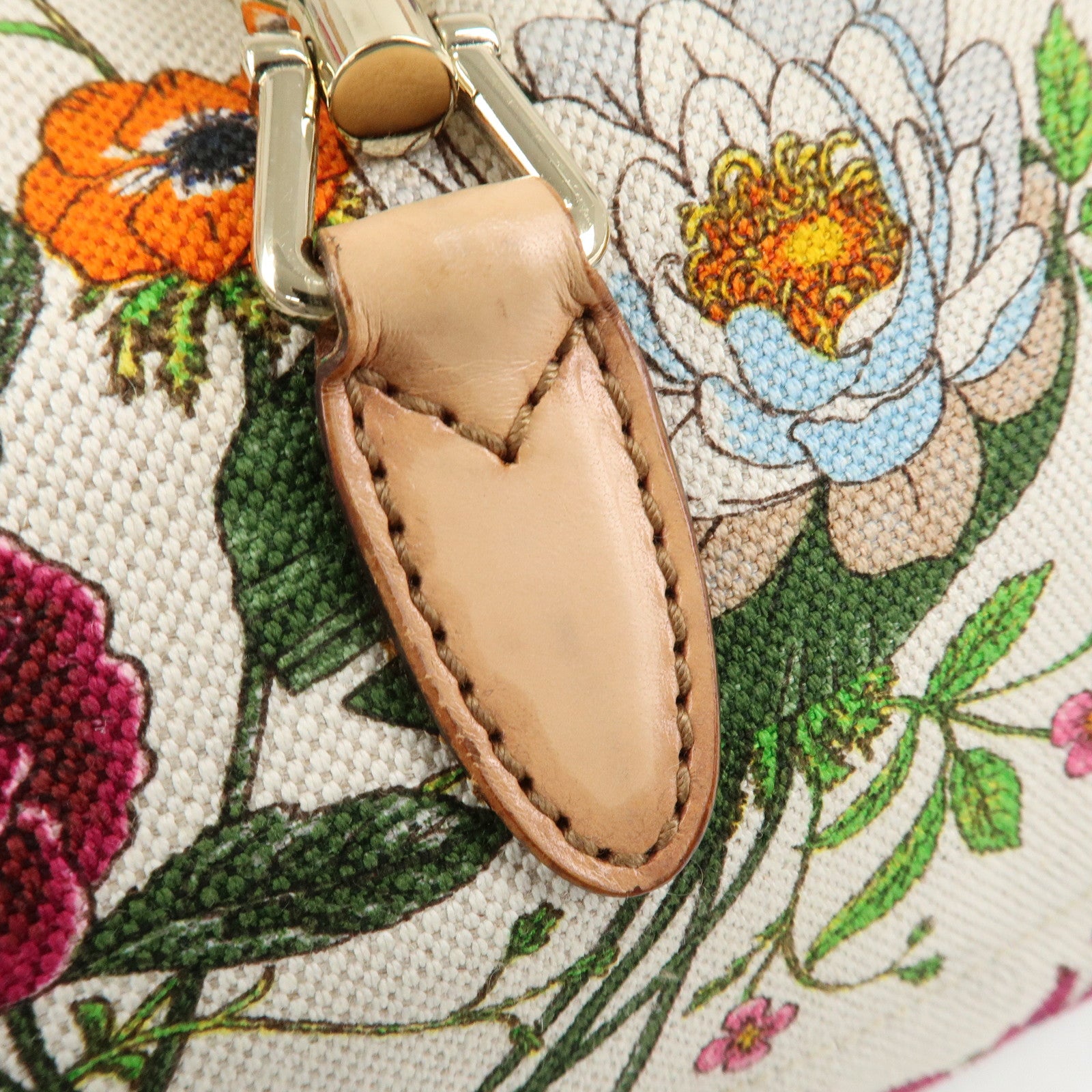 GUCCI New Jackie Flora Canvas Leather Shoulder Bag Multicolor Used