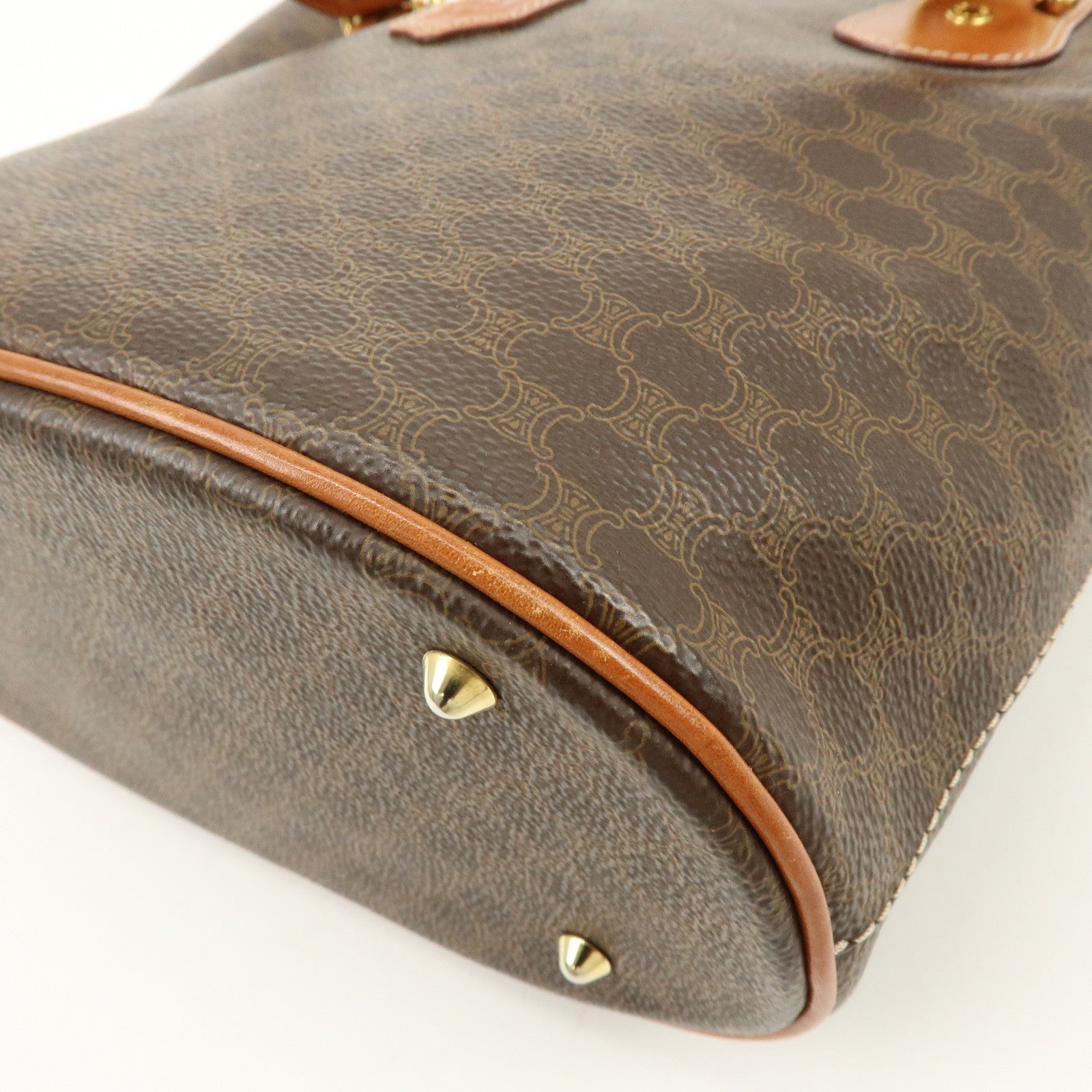 CELINE Macadam PVC Leather Tote Bag Hand Bag Shoulder Bag Brown