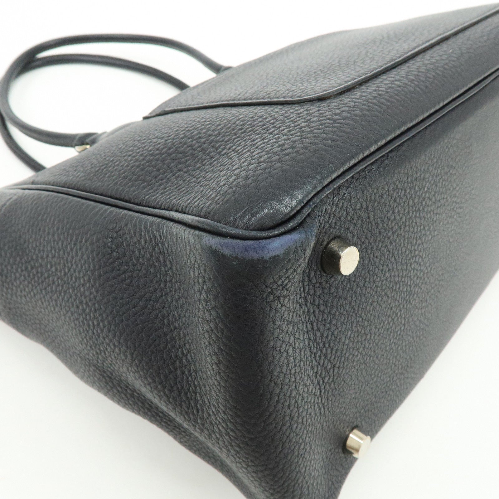 HERMES La Togo Leather Tote Bag Shoulder Bag Hand Bag Black
