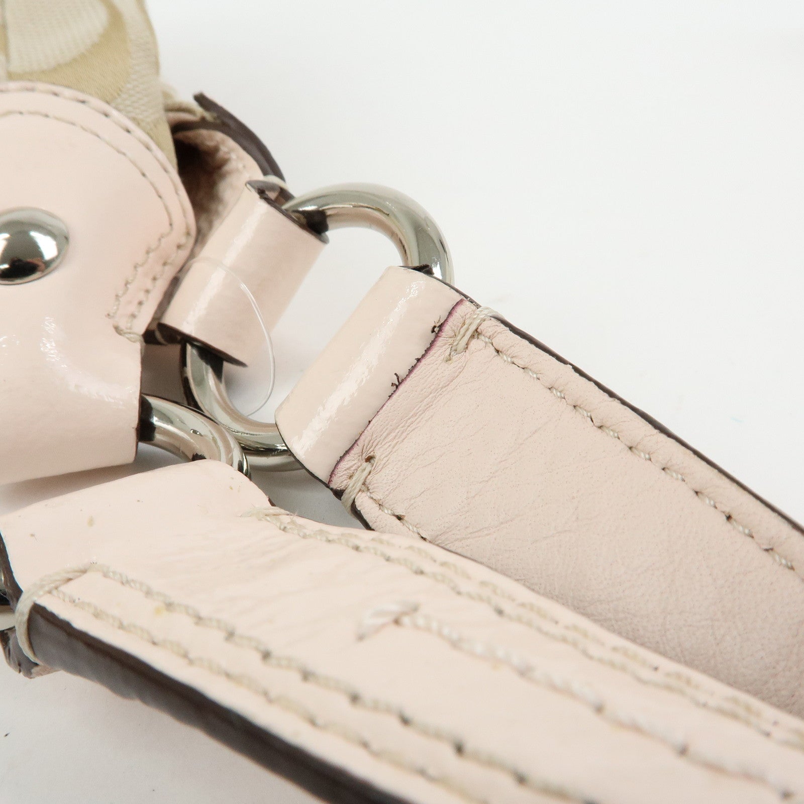 COACH Signature Canvas Patent Leather Hand Bag Beige