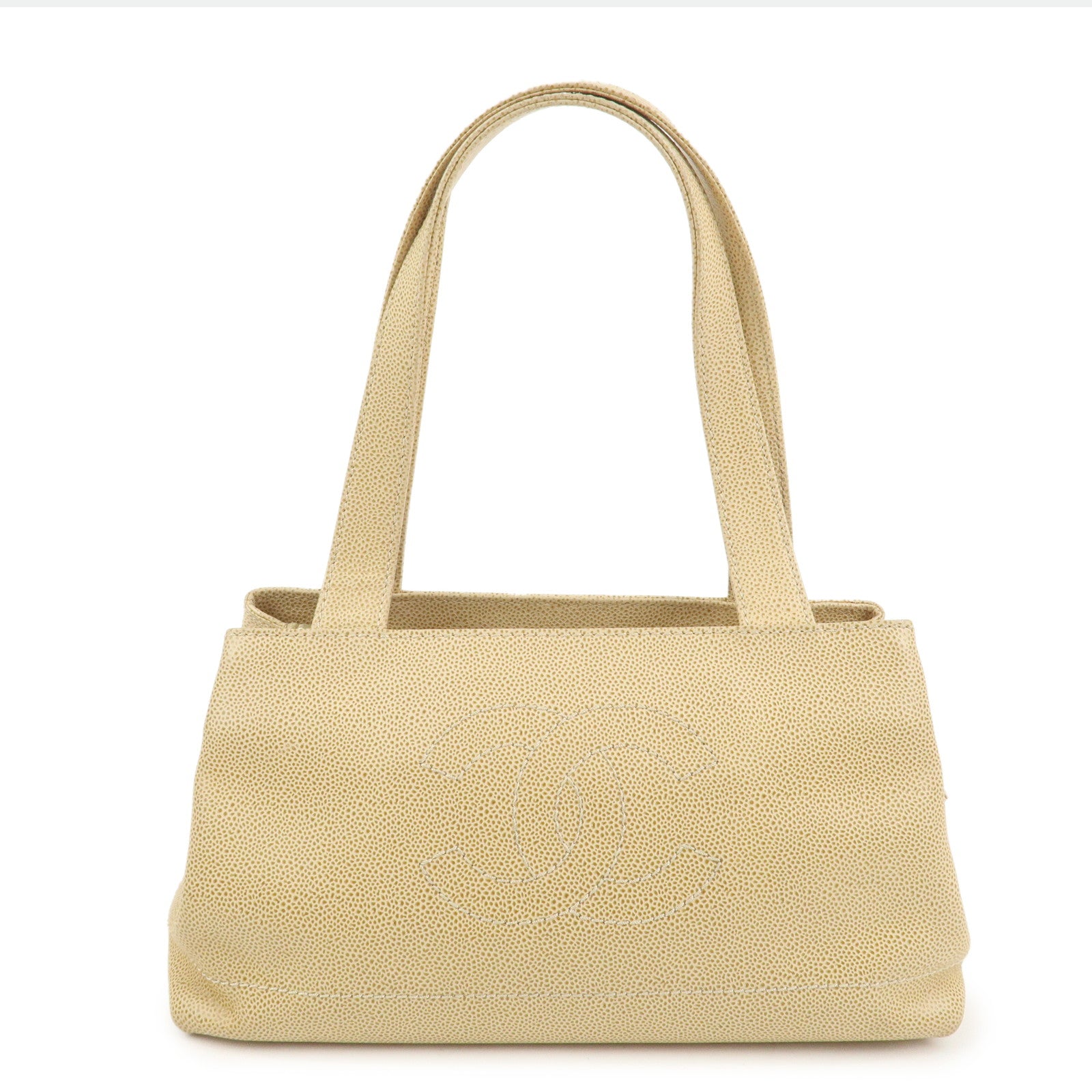 CHANEL COCO Mark Caviarskin Shoulder Bag Hand Bag Beige