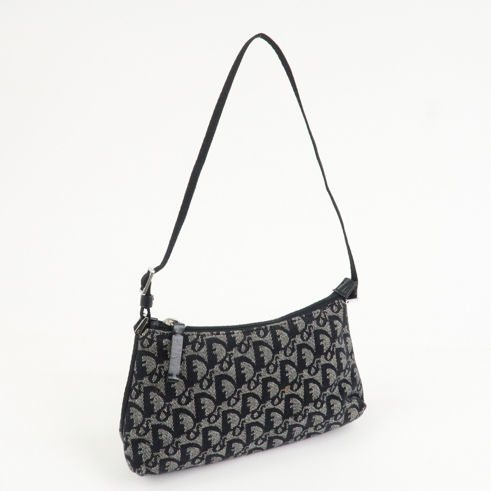 Christian Dior Trotter Canvas Accessory Pouch Hand Bag Navy