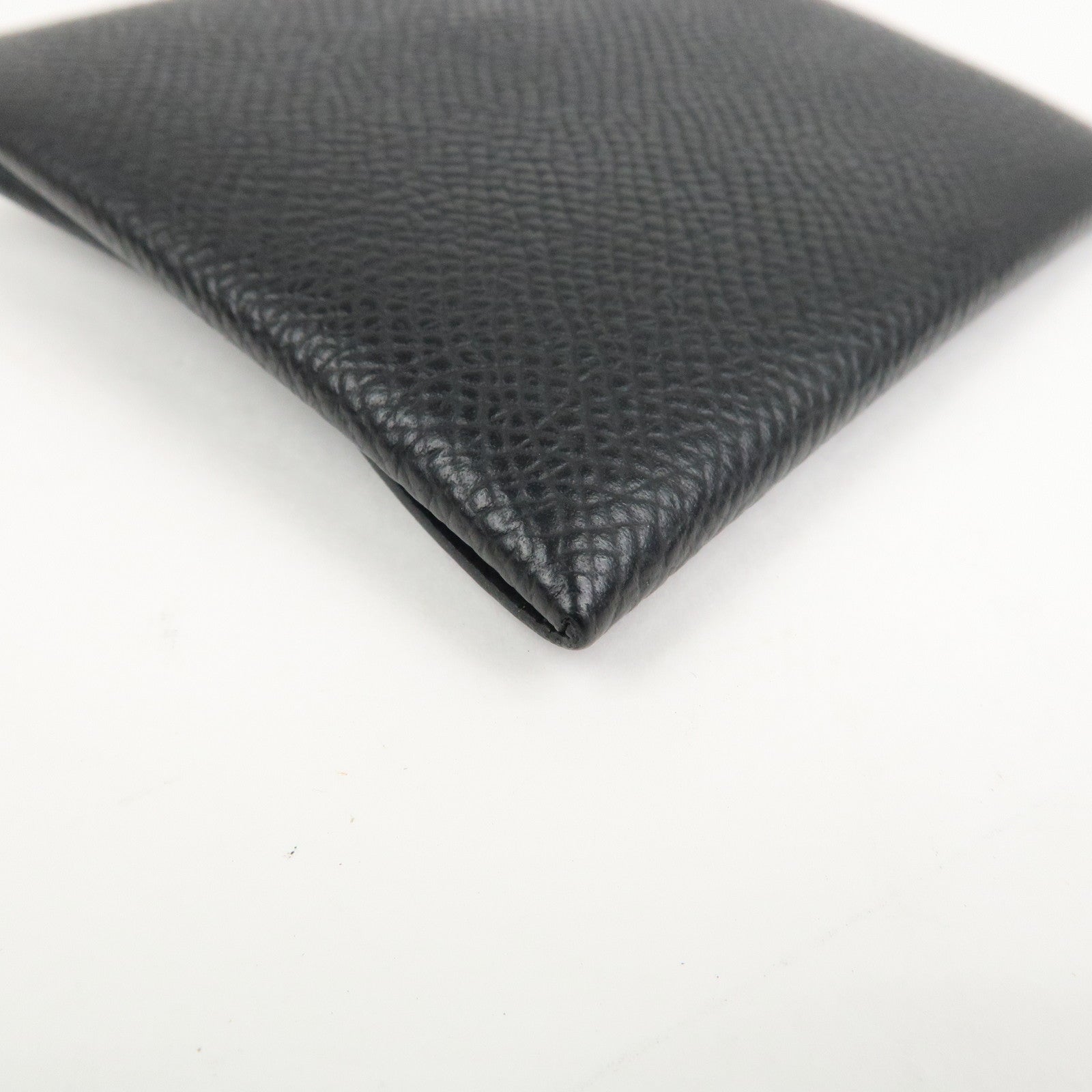 HERMES BASTIA Leather Coin Case Coin Purse Black