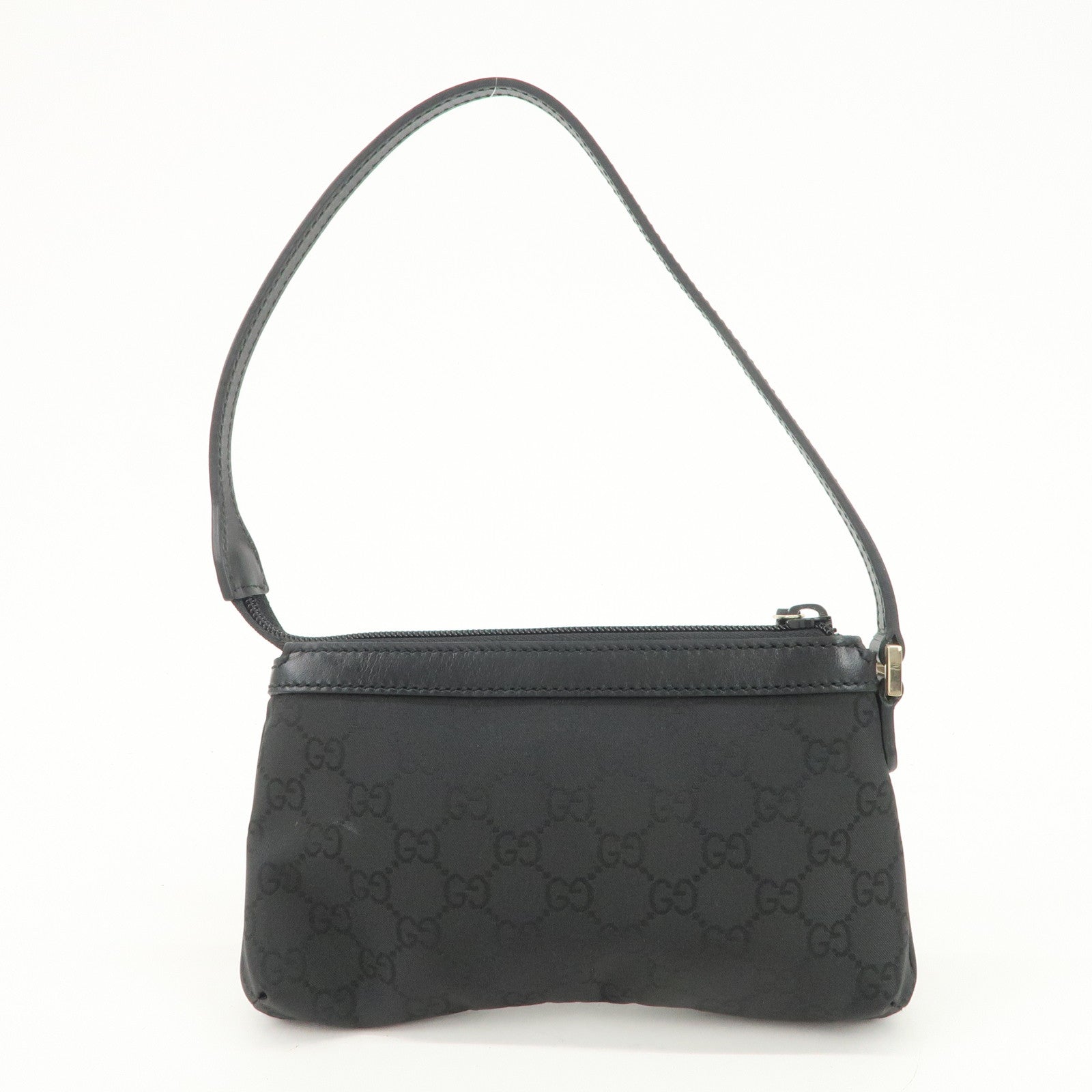 GUCCI GG Monogram Nylon Leather Shoulder Bag Pouch Black 272381