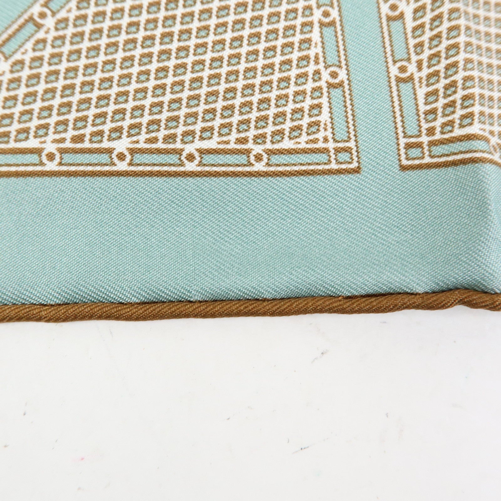 HERMES Carre 42 Silk 100% Scarf Hermes Sellier Light Blue