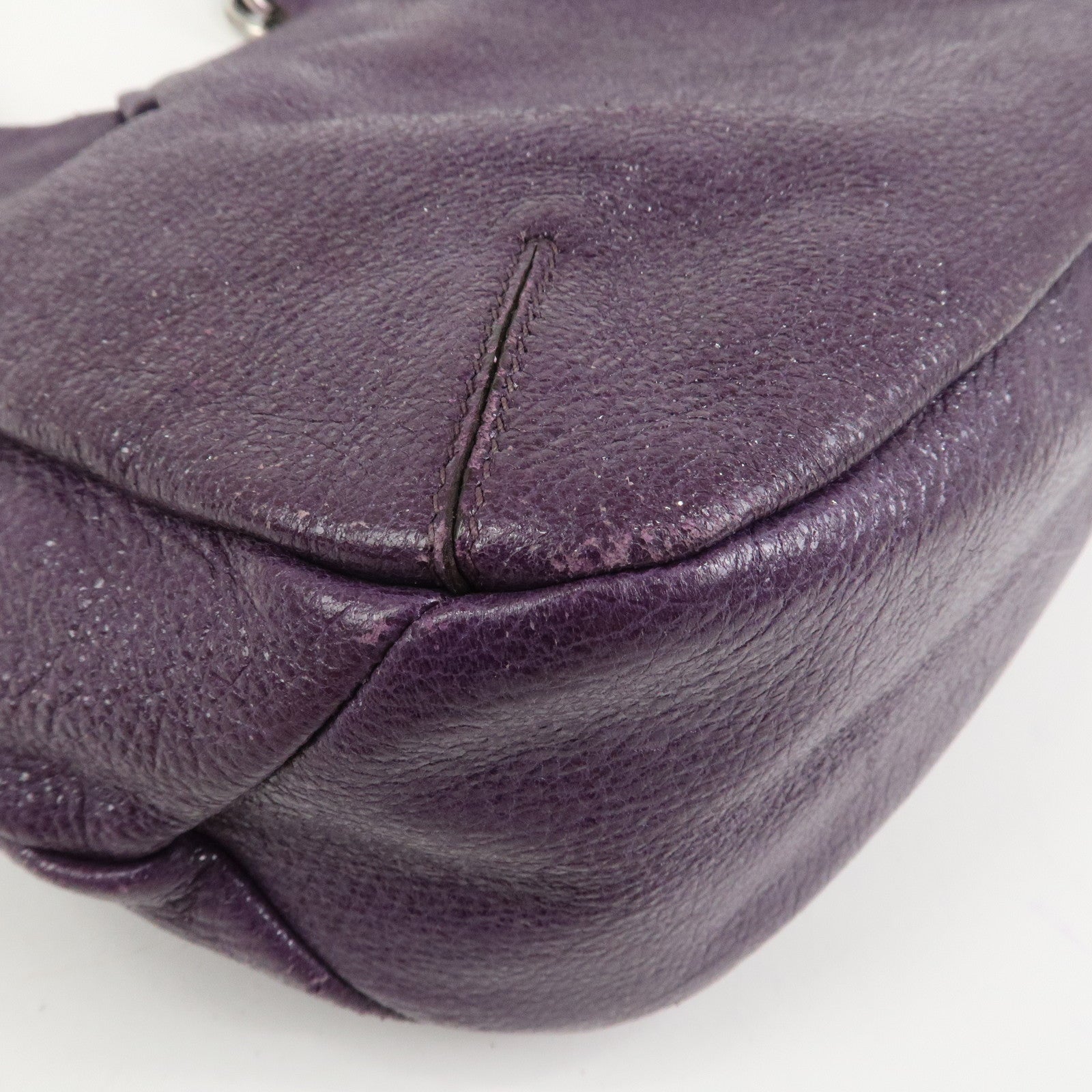 PRADA Leather Tote Bag Shoulder Bag Purple Silver