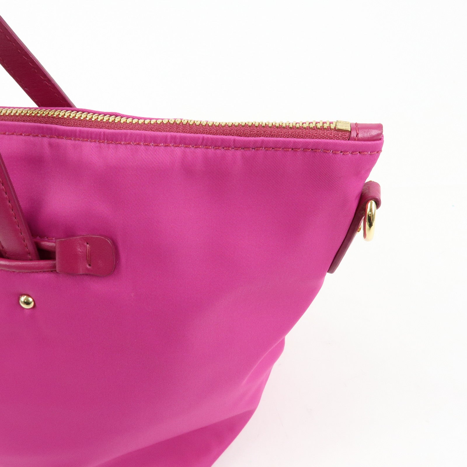 Ferragamo Gancini Nylon Leather 2Way Bag Hand Bag Shoulder Bag Pink
