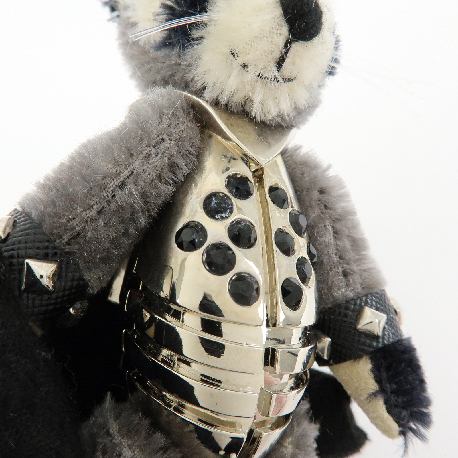 PRADA Beear Polyester Metal Bear Brick Racoon Bag Charm Grey 1ARH56
