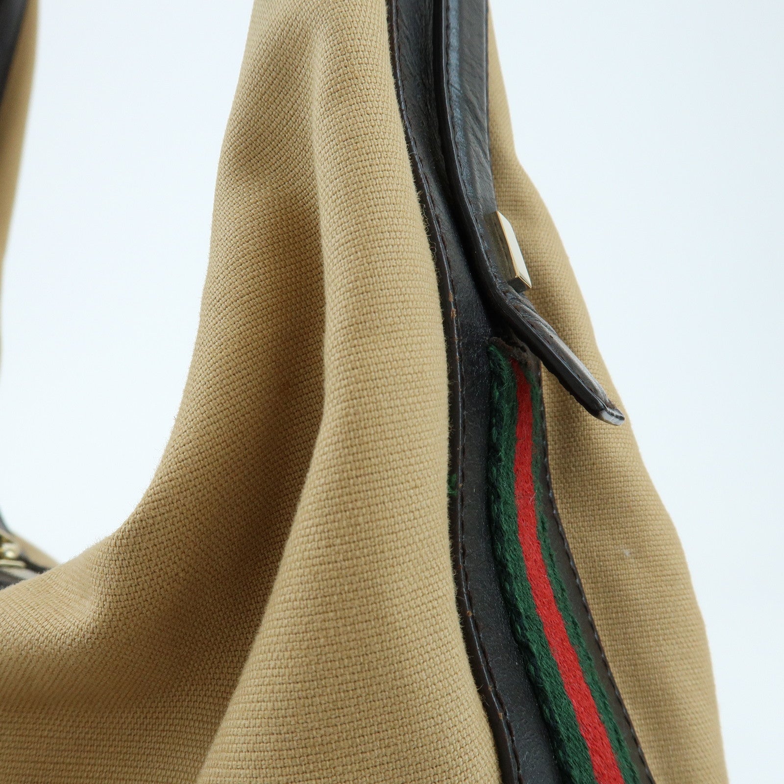 GUCCI Sherry Canvas Leather Shoulder Bag Beige Brown 001・4287