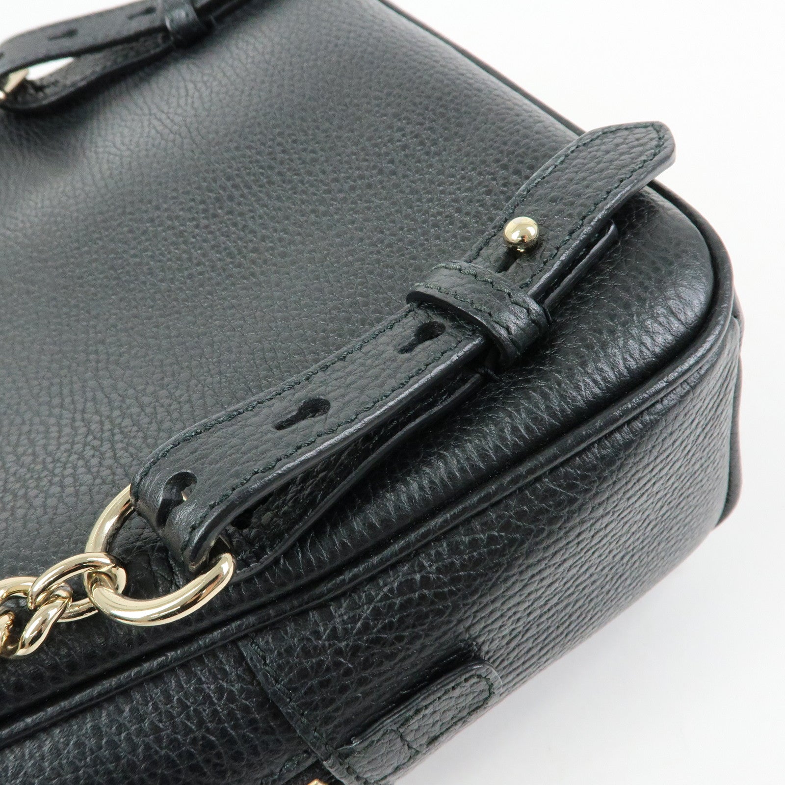 GUCCI SOHO Interlocking G Leather Backpack Rucksack Black 431570