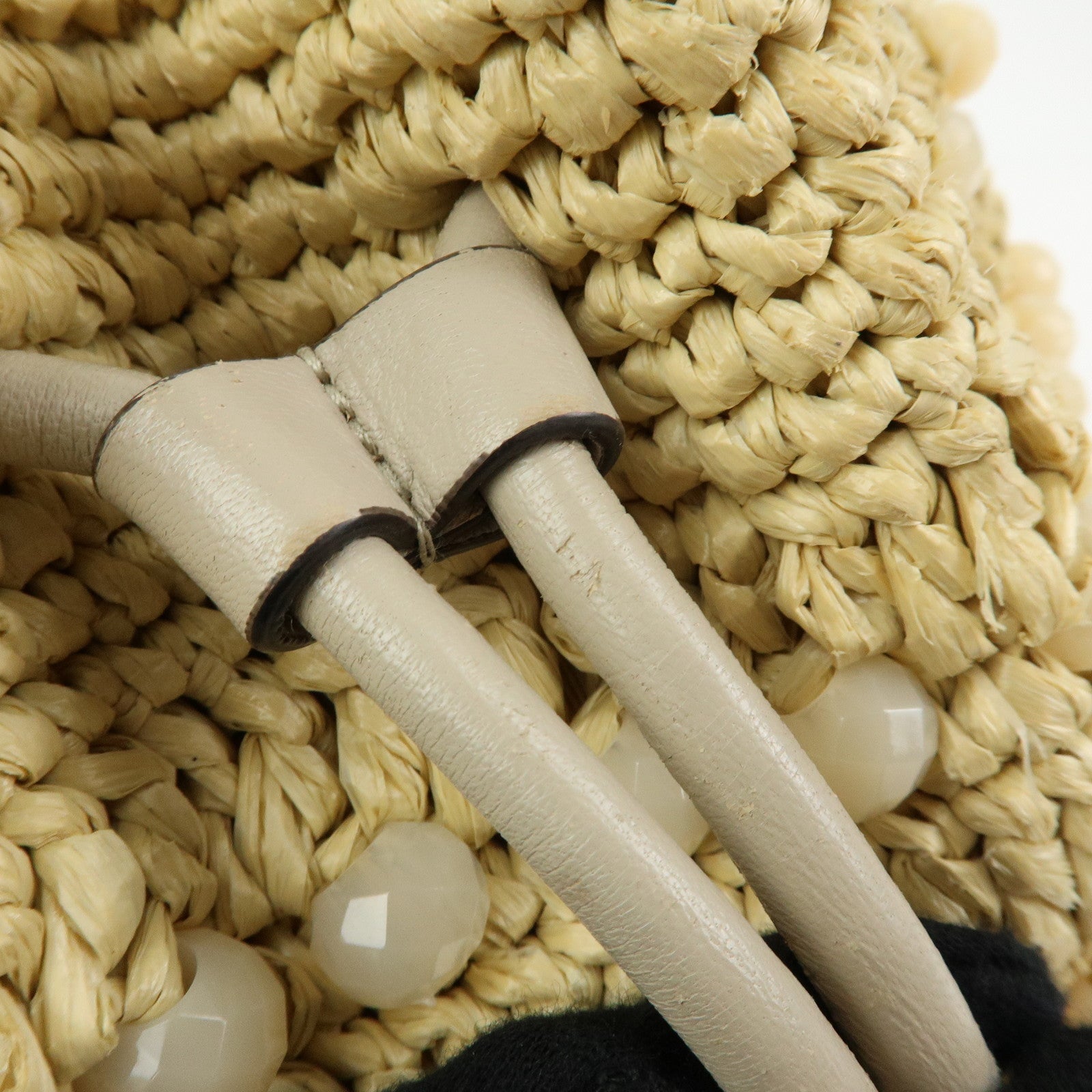 JIMMY CHOO Bon Bon Raffia Leather Hand Bag Beige