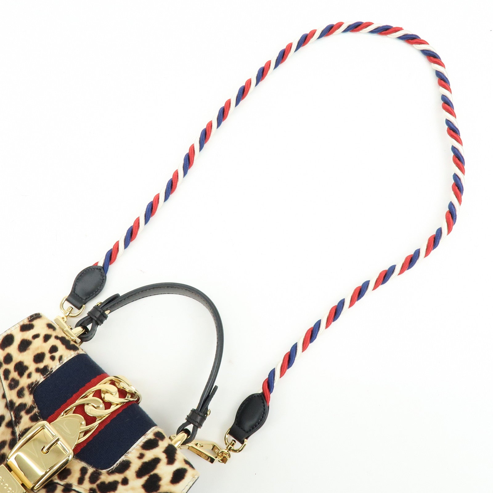 GUCCI Sherry Sylvie Pony Hair Leather 2Way Hand Bag Leopard 470270