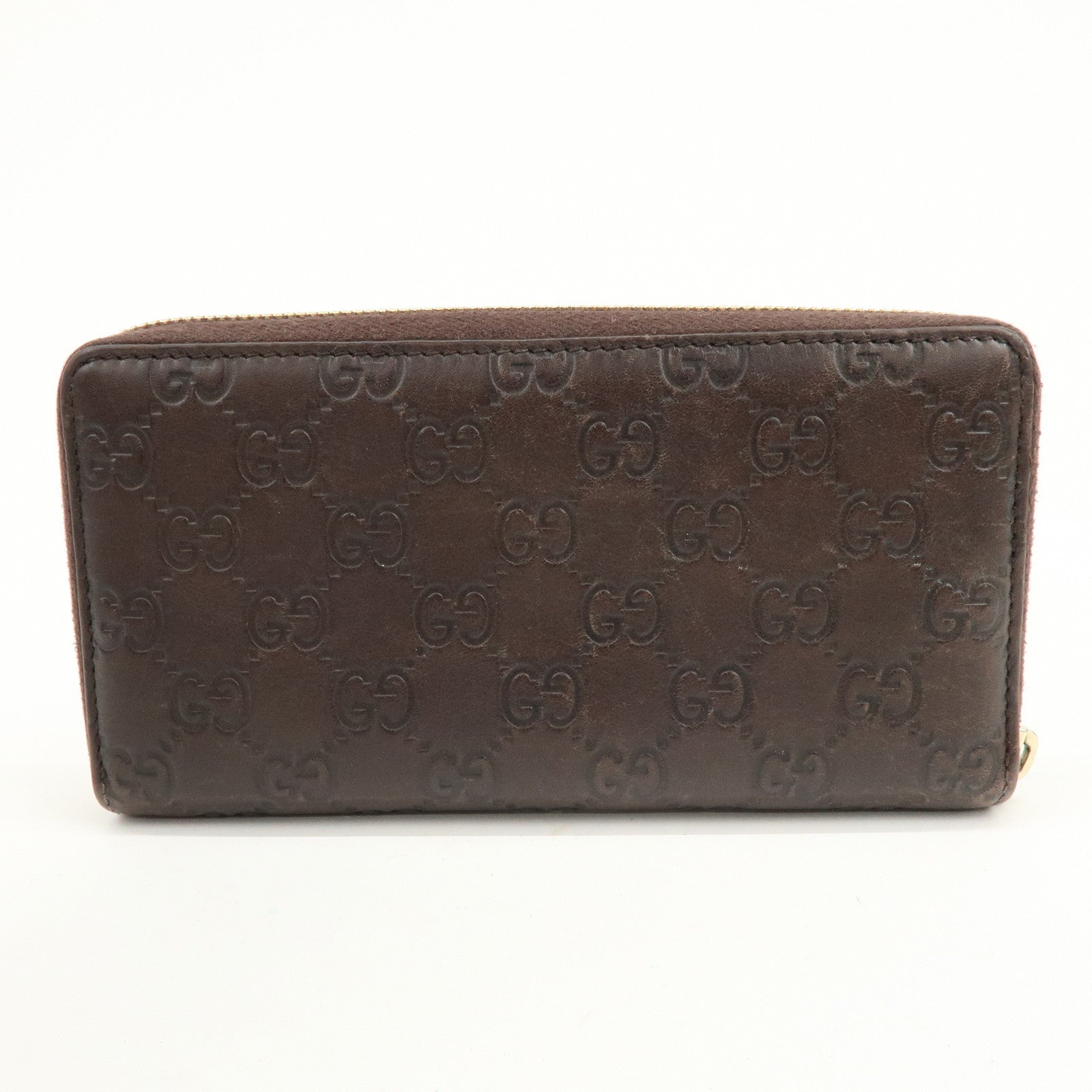 GUCCI Guccissima Leather Round Zippy Long Wallet Dark Brown 112724