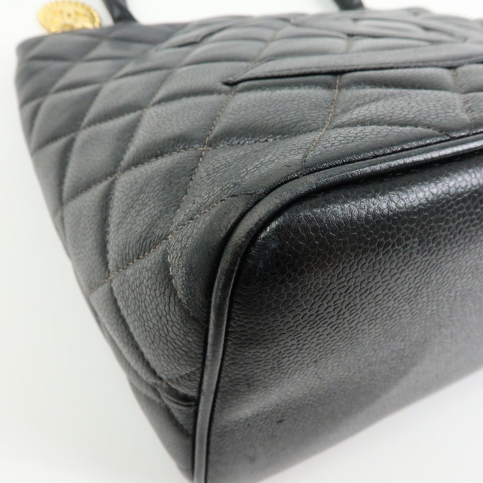 CHANEL Matelasse COCO Mark Medallion Tote Bag Hand Bag Black A01804