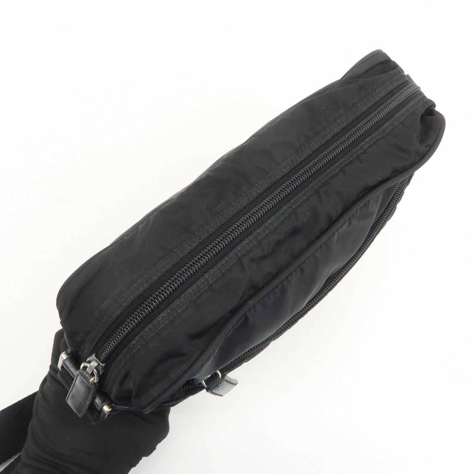 PRADA Triangle Logo Nylon Shoulder Bag Crossbody Bag Black BT0166