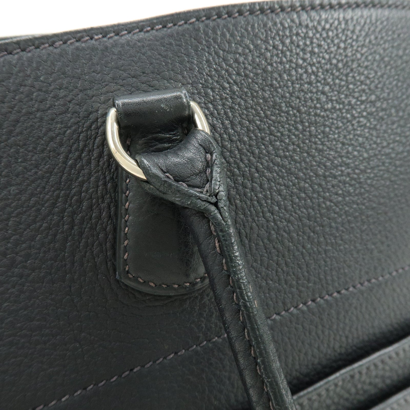 HERMES La Togo Leather Tote Bag Shoulder Bag Hand Bag Black