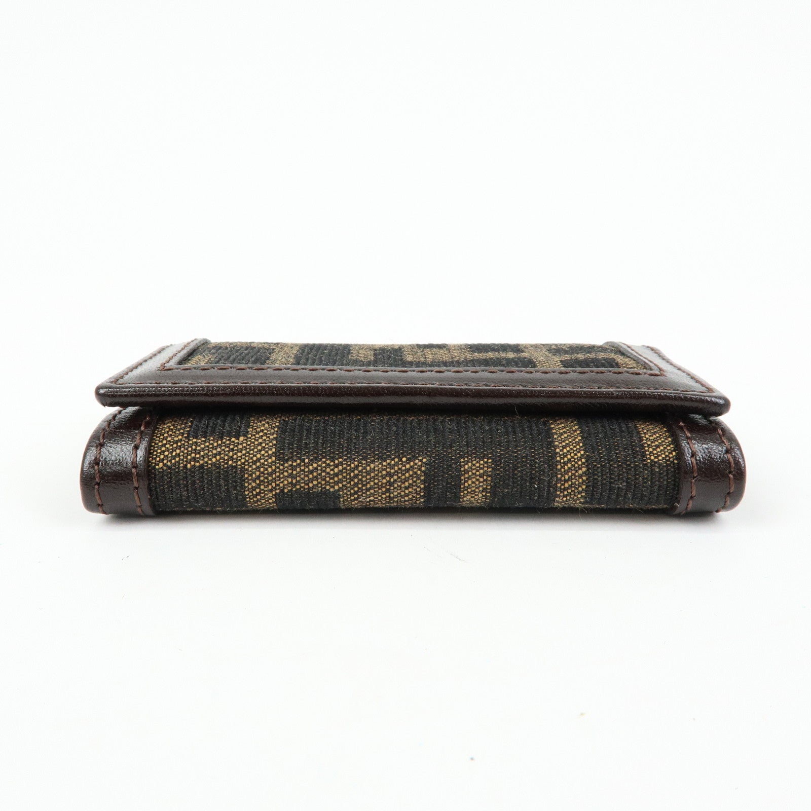 FENDI Zucca Canvas Leather 6 Rings Key Case Brown Black 513516