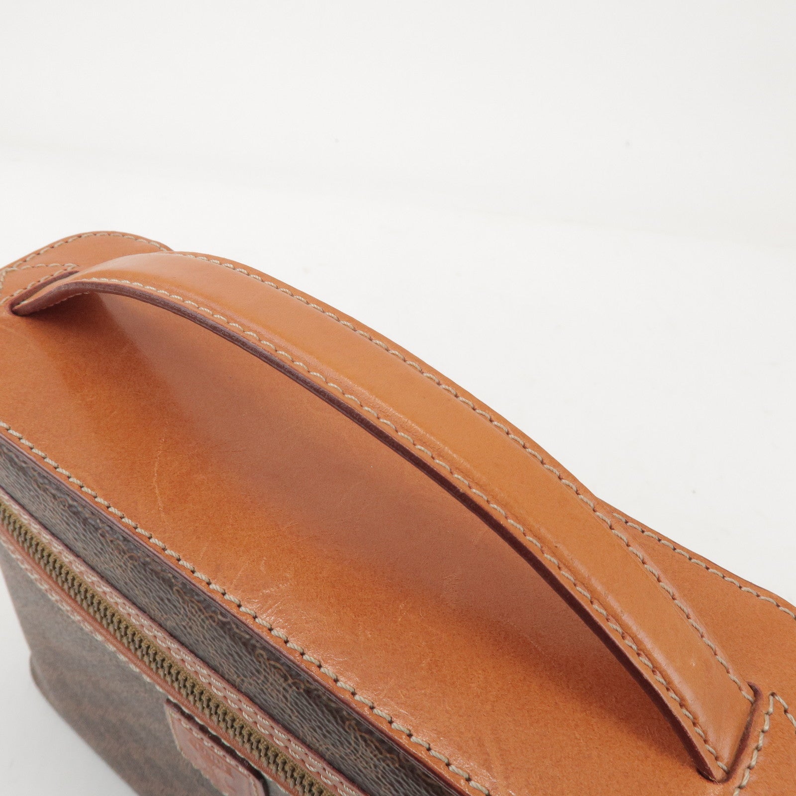 CELINE Macadam PVC Leather Hand Bag Vanity Bag Brown