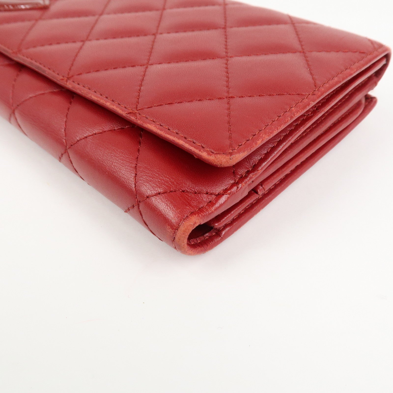 CHANEL Cambon Line Matelasse W Hook Long Wallet Red A46643