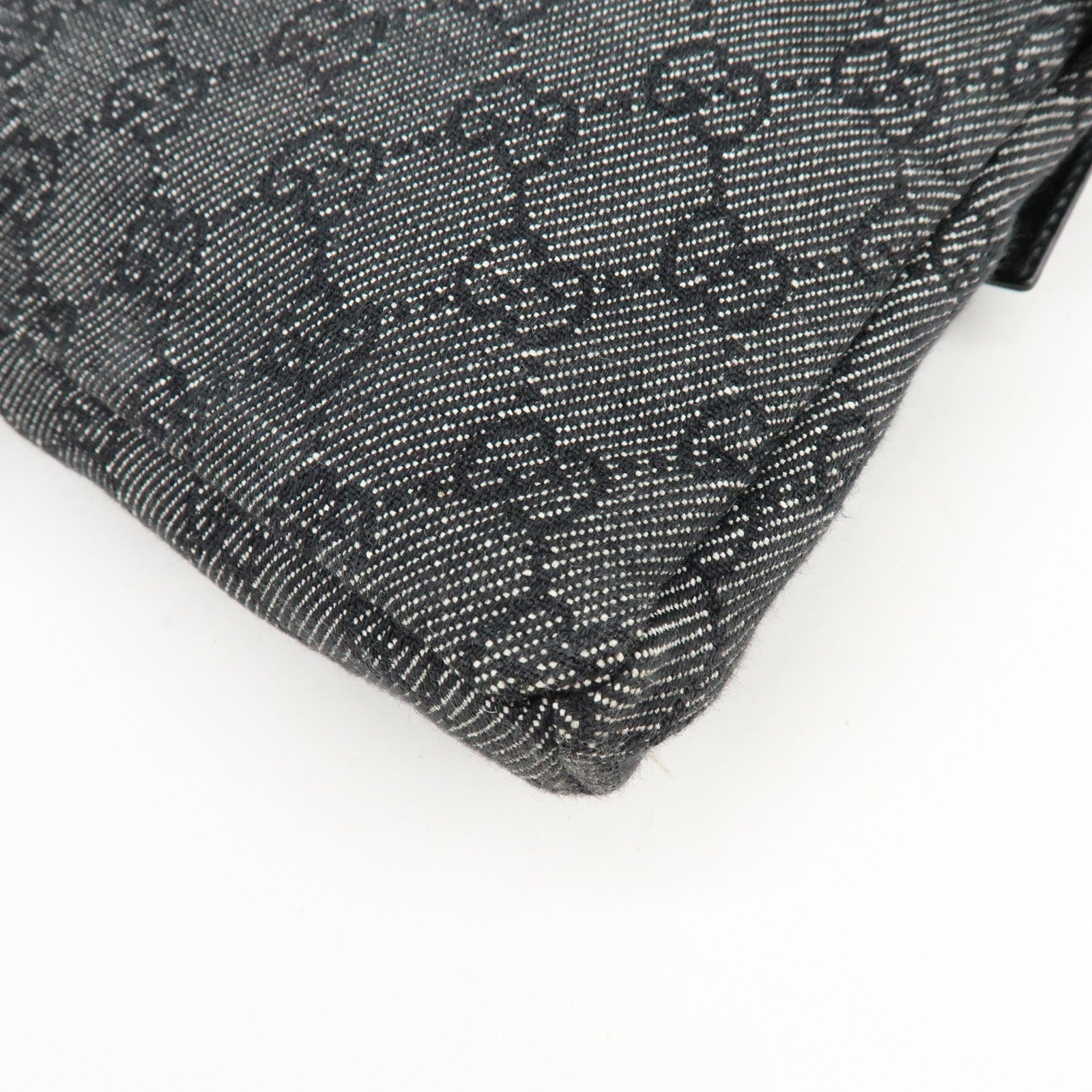 GUCCI GG Denim Leather Waist Bag Crossbody Bag Black 28566