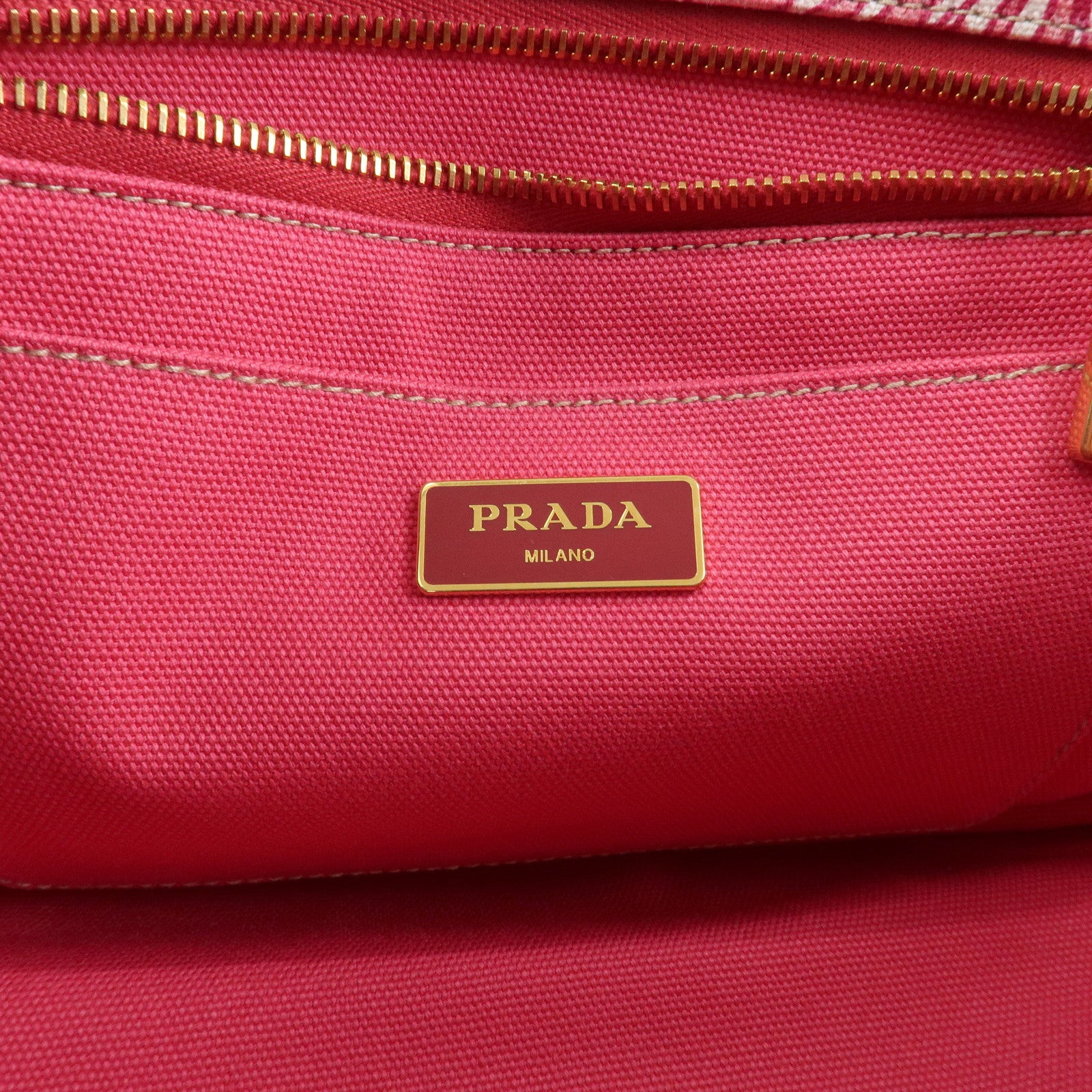 PRADA Canapa Canvas 2Way Bag Hand Bag Flower Print Pink