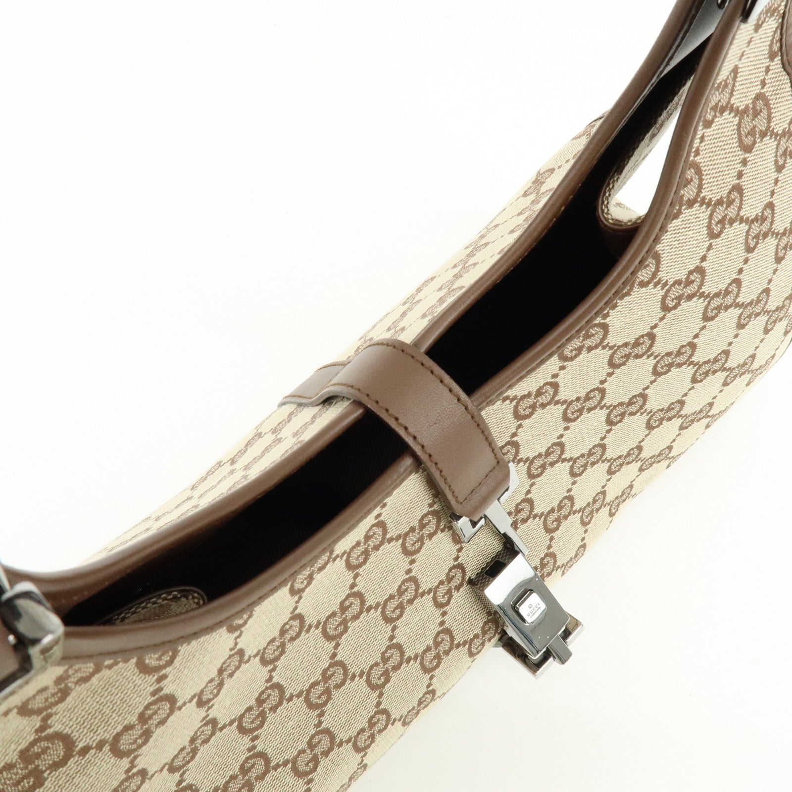 GUCCI Jackie GG Canvas Leather Shoulder Bag Hand Bag Brown 002.1067
