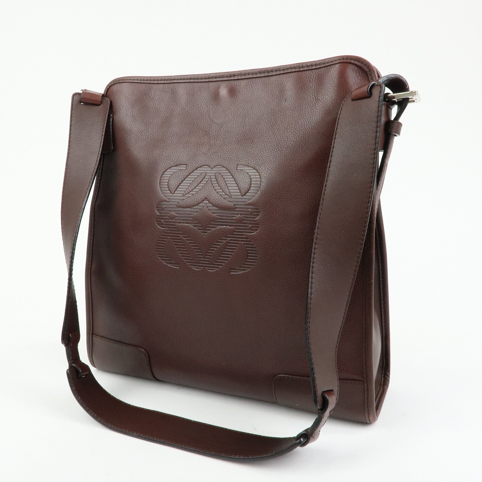 LOEWE Anagram Leather Shoulder Bag Messenger Bag Brown