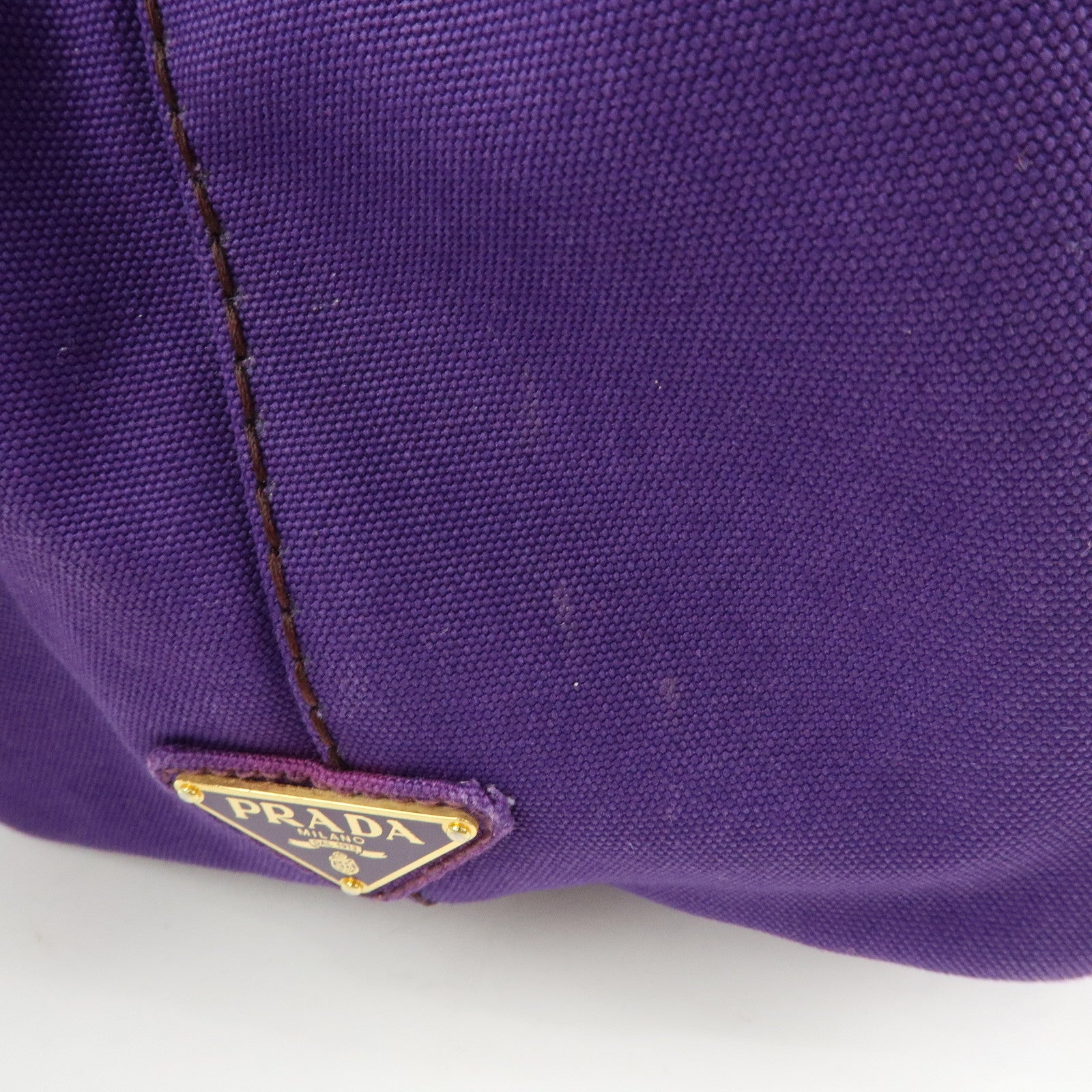 PRADA Canapa Triangle Logo Canvas Tote Bag Hand Bag Purple B1877B