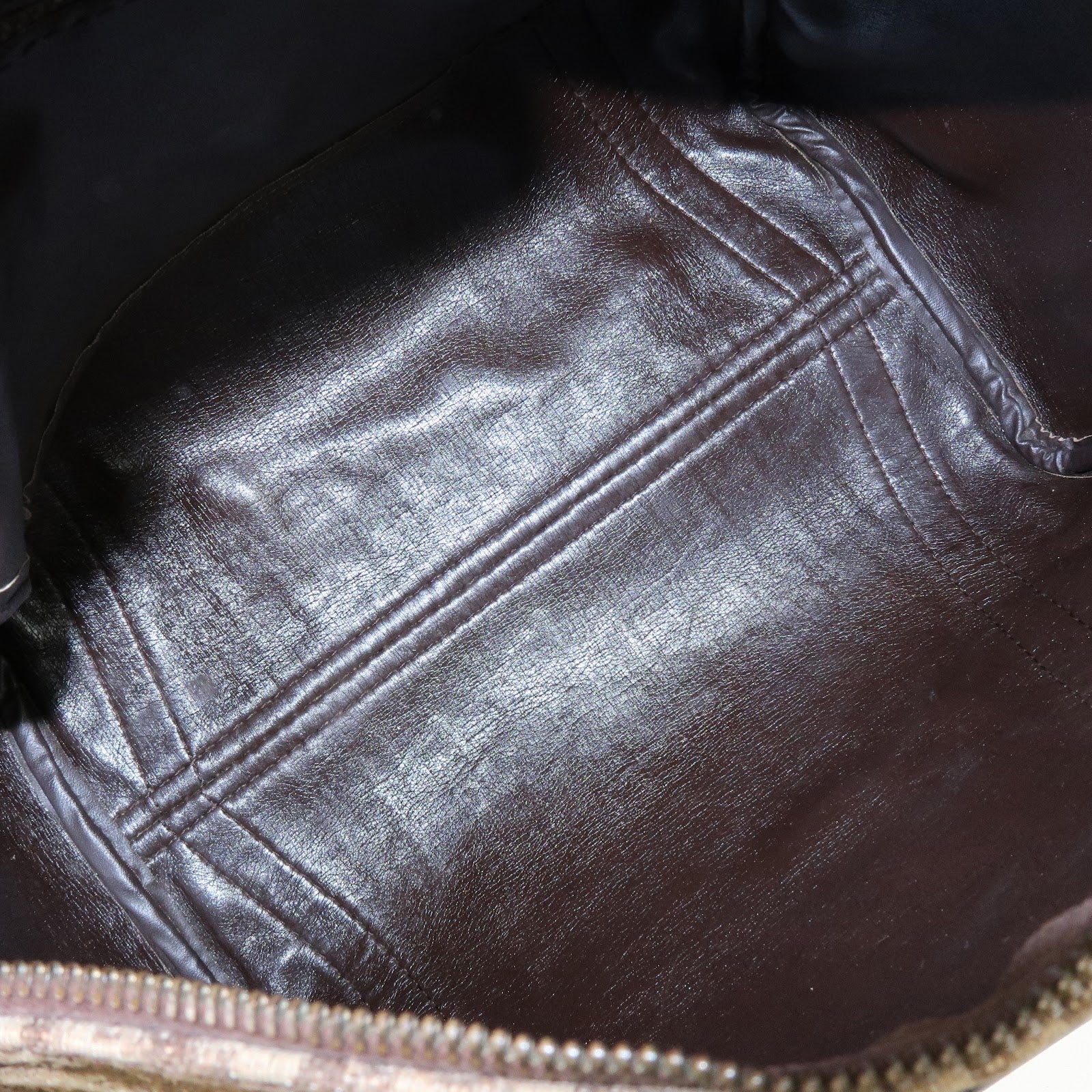 Christian Dior Trotter Jacquard Canvas Leather Boston Bag Brown