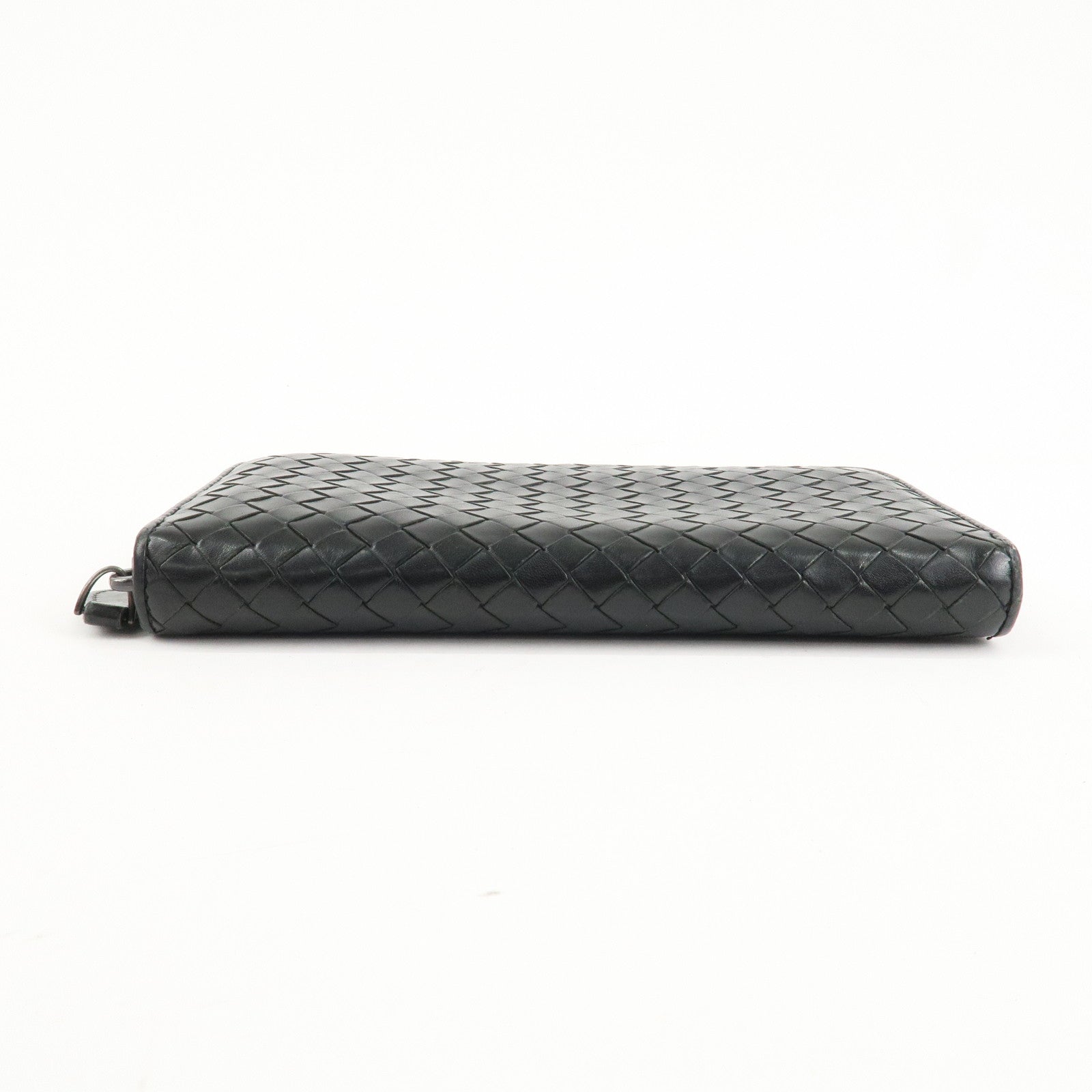 BOTTEGA VENETA Intrecciato Leather Round Zippy Wallet Black 114076 Used