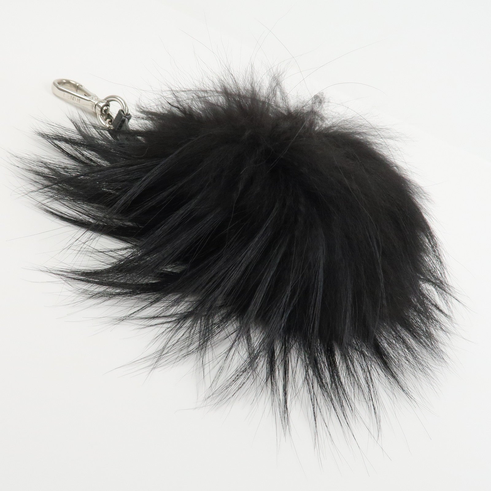 FENDI Fur Saffiano Leather Pom Pom Monster Bag Charm Black