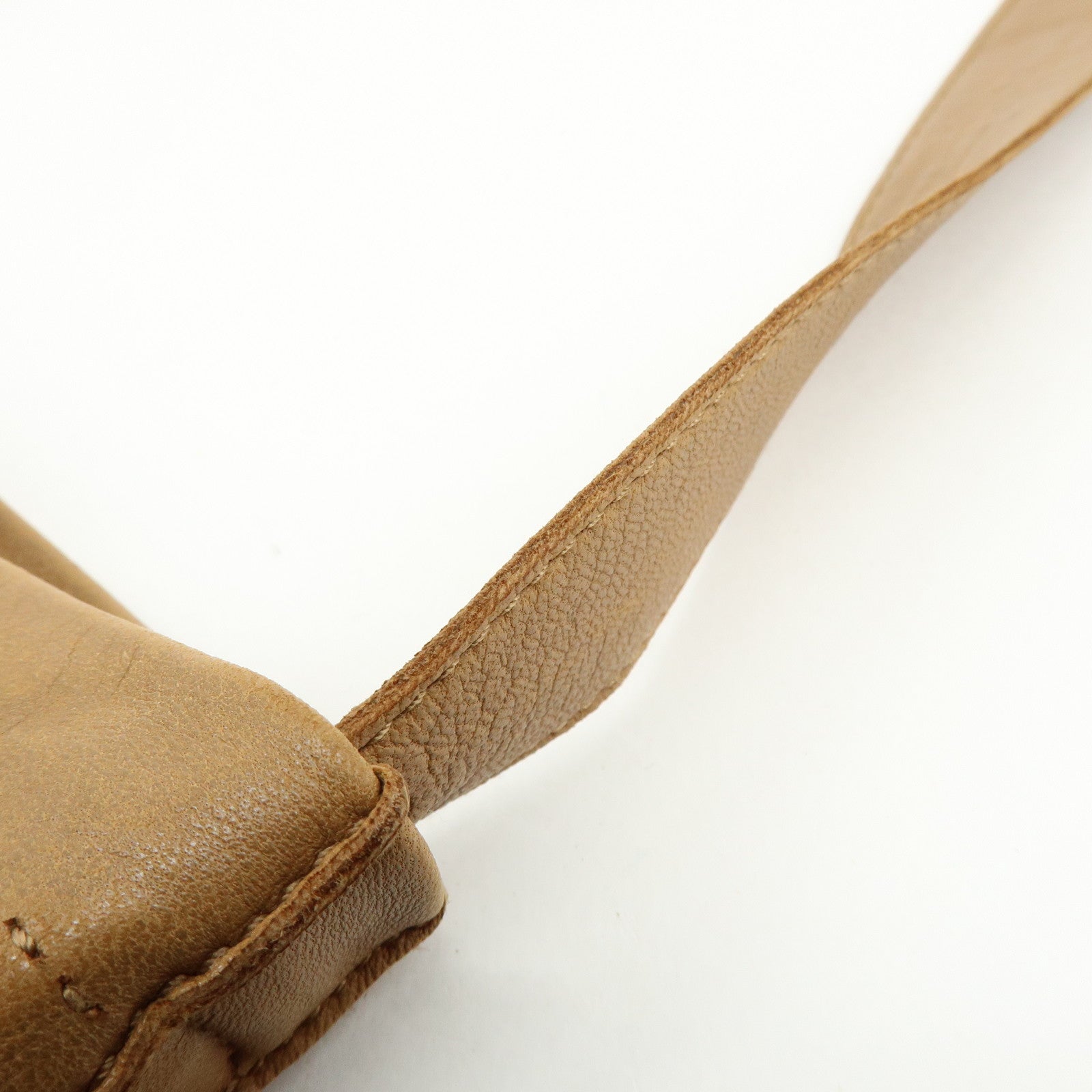 HERMES Leather Clou de Selle Shoulder Bag Crossbody Bag Brown