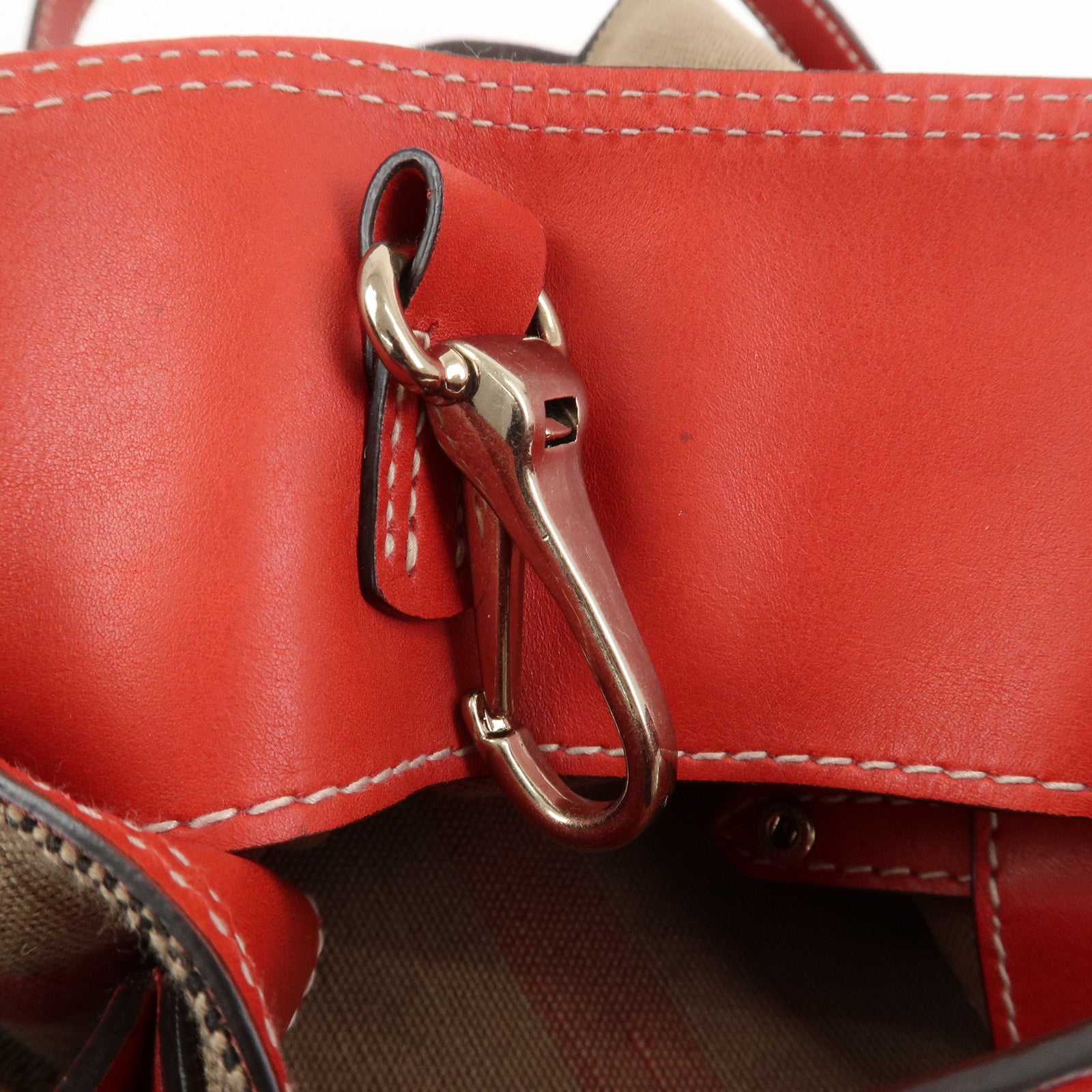 Burberry Ashby Canvas Leather 2Way Bag Shoulder Bag Brown Red