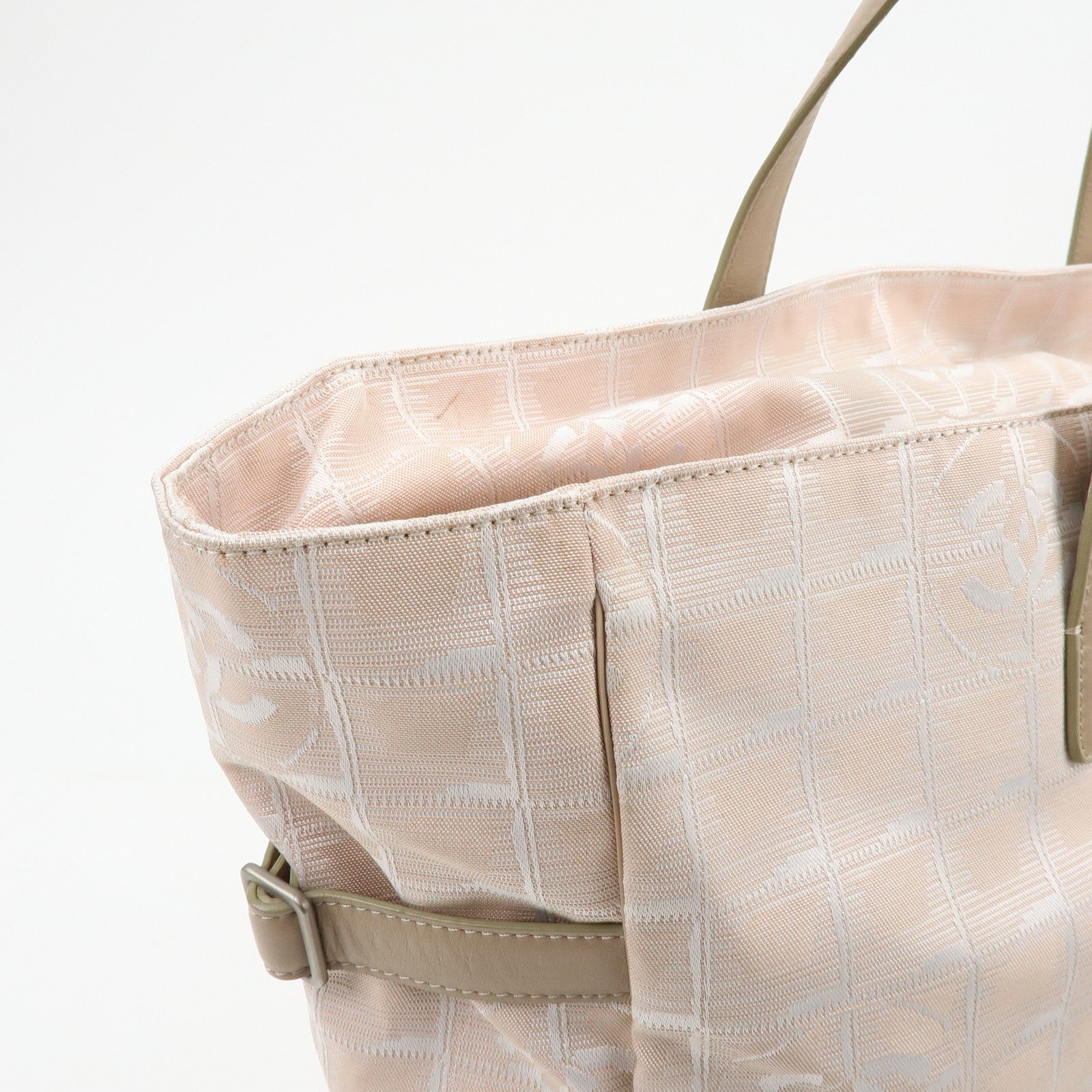 CHANEL New Travel Line Nylon Jacquard Leather Tote Bag TGM A15826