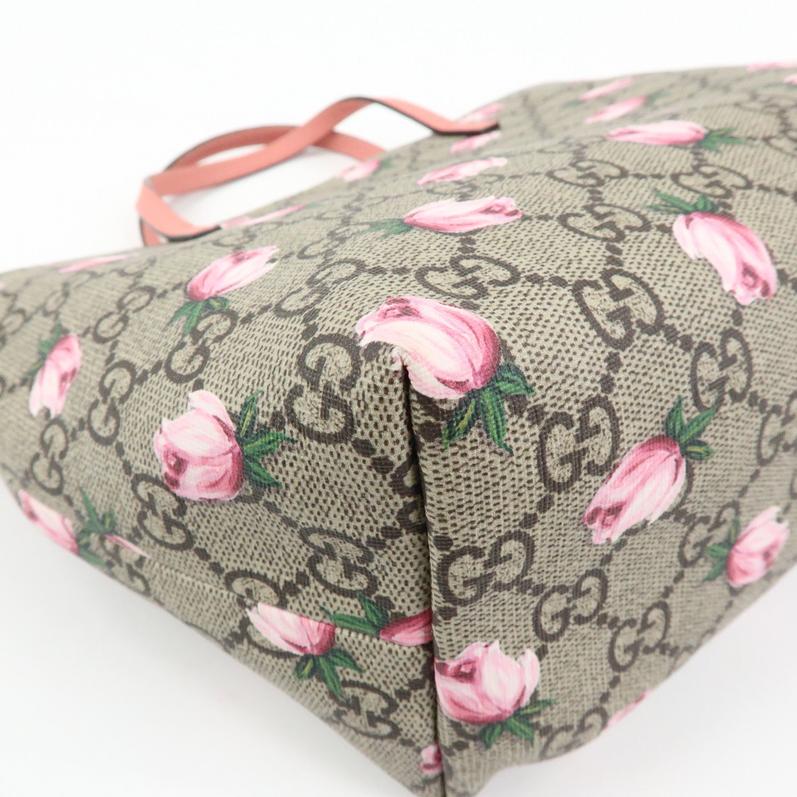 GUCCI Children's GG Supreme Leather Tote Bag Rose Beige Pink 410812