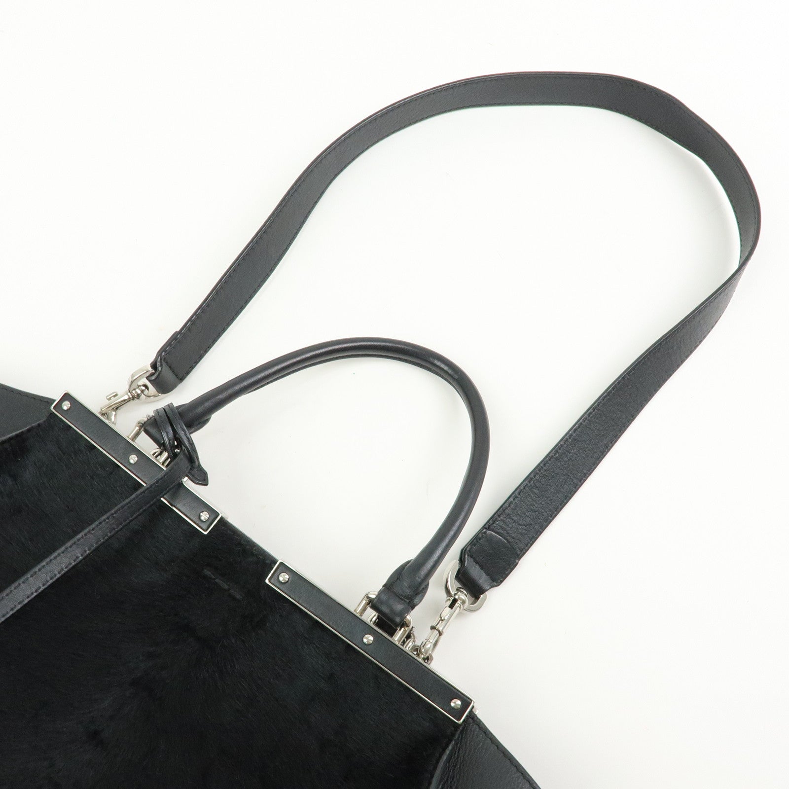 FENDI Trois Jours Leather Pony Hair 2Way Hand Shoulder Bag 8BH279