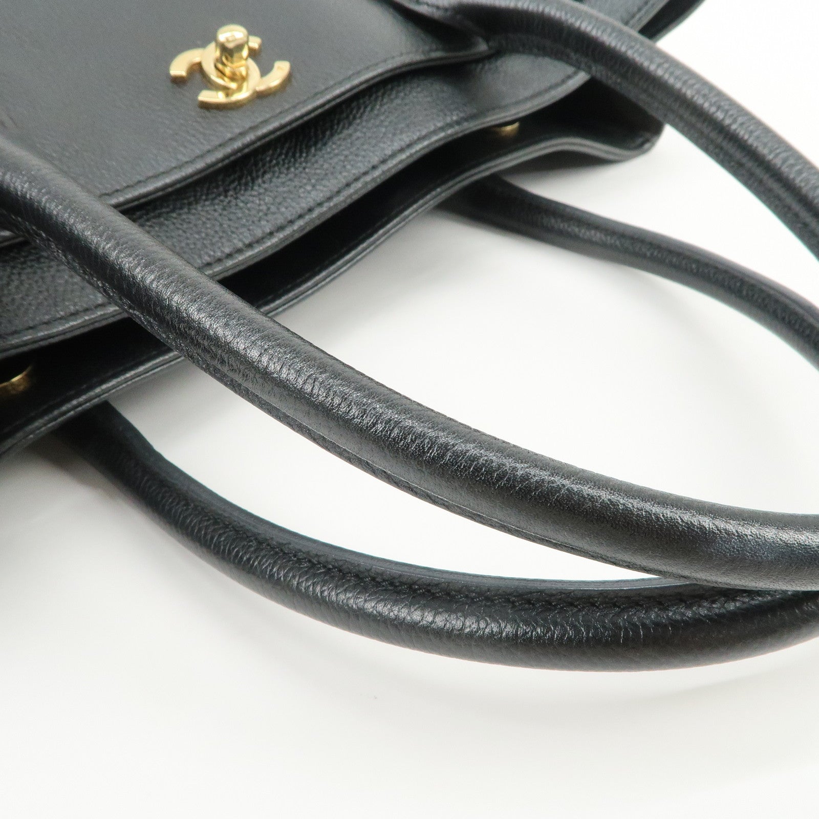 CHANEL Executive Leather Tote Bag Hand Bag Black A15206