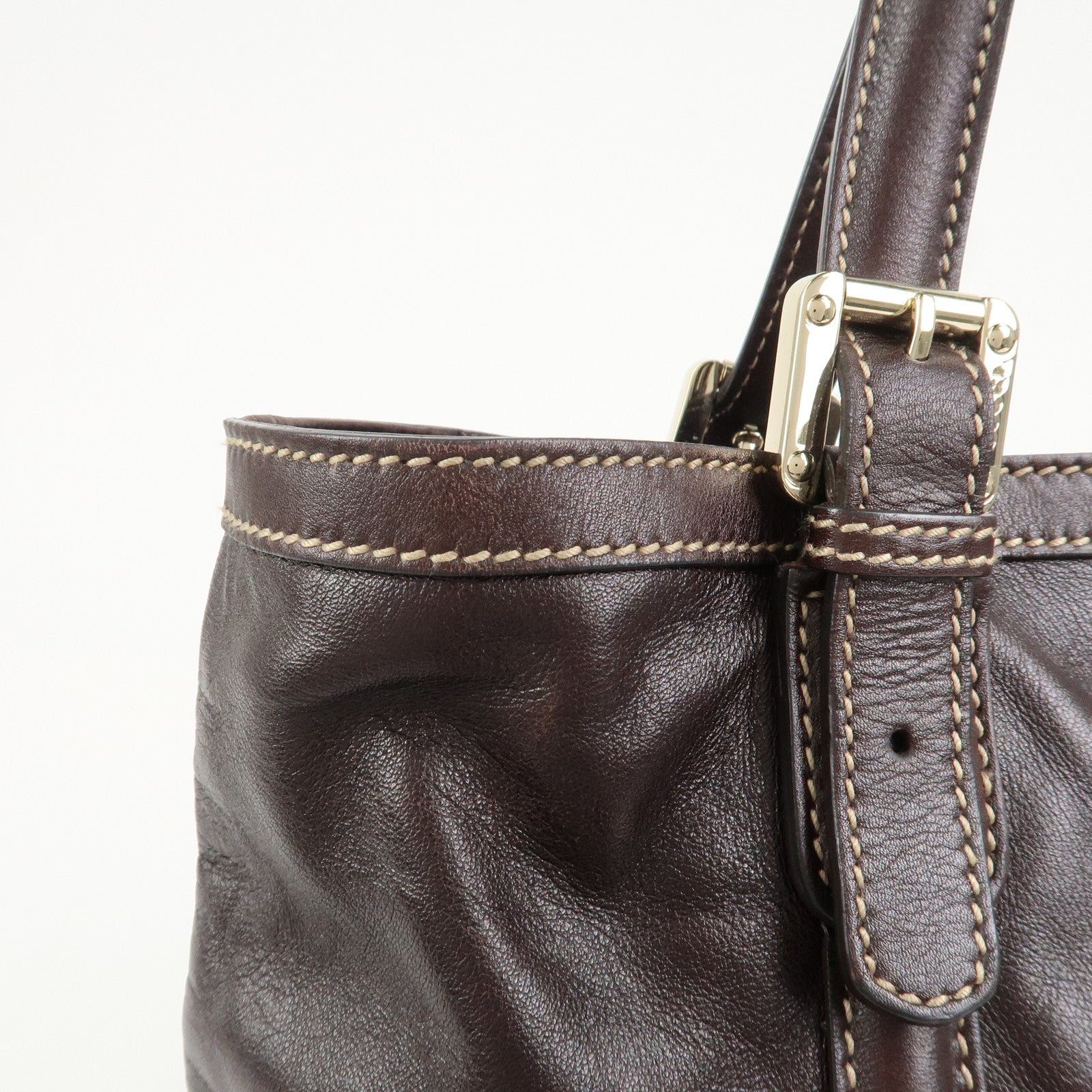 GUCCI Interlocking G Sherry Leather Shoulder Bag Dark Brown 162094