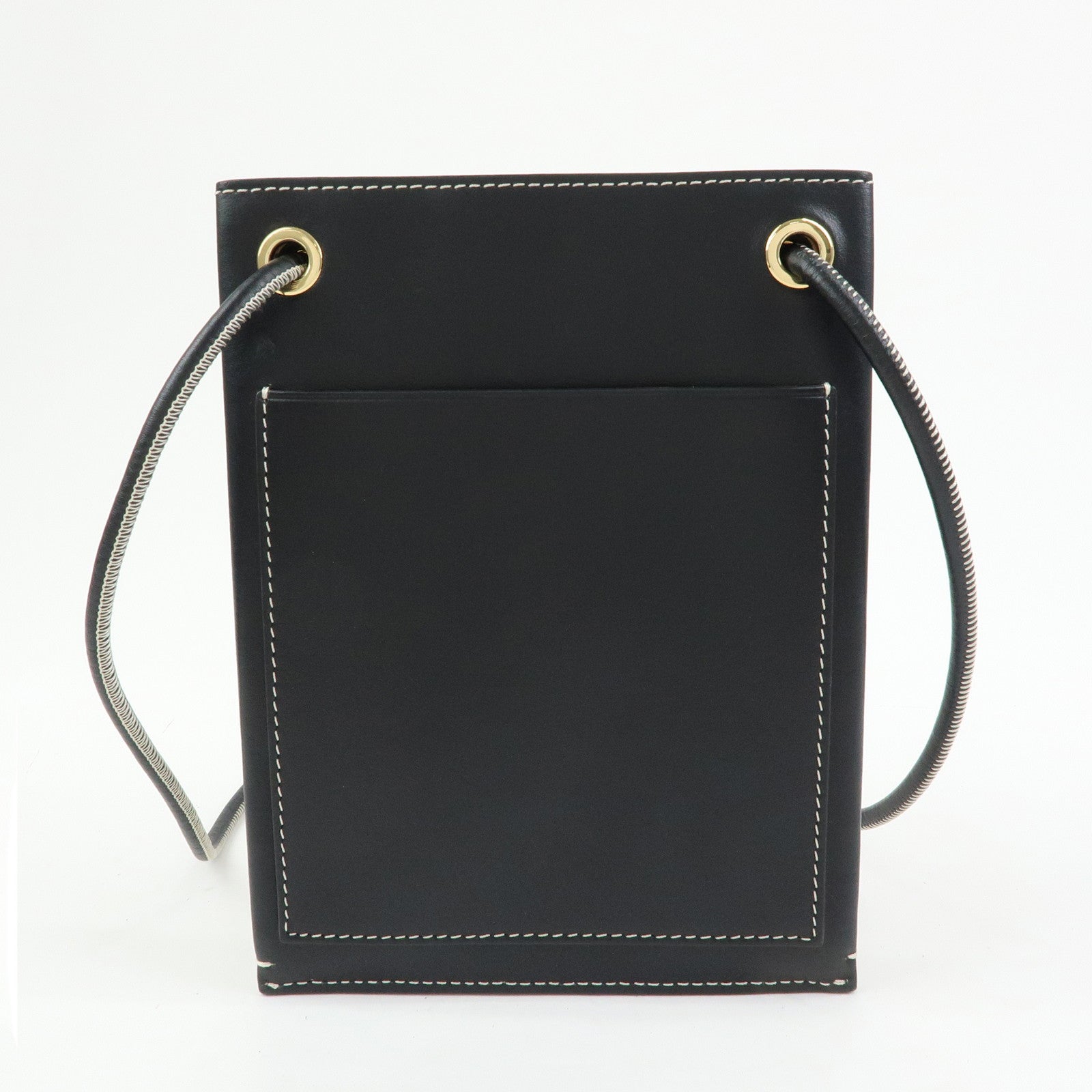 BURBERRY Leather Shoulder Bag Flat Pouch Crossbody Bag Black