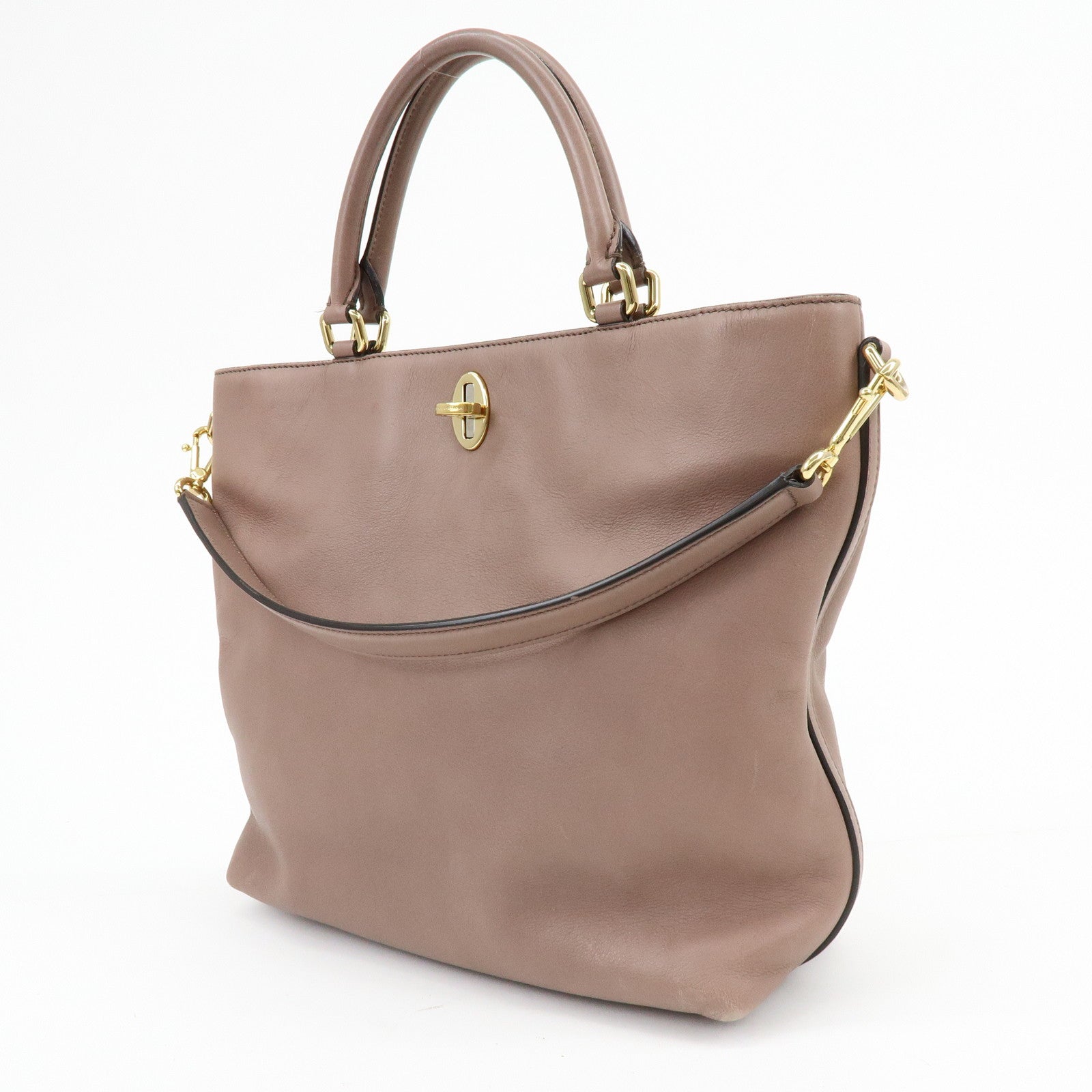Dolce & Gabbana Leather 2Way Bag Hand Bag Shoulder Bag Brown