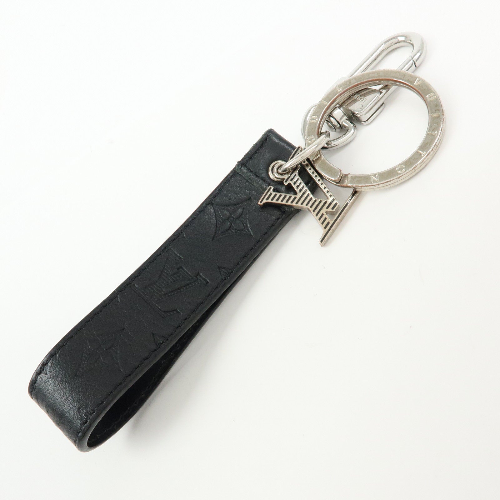 Louis Vuitton Monogram Shadow Dragonne S00 Charm Key Chain Black