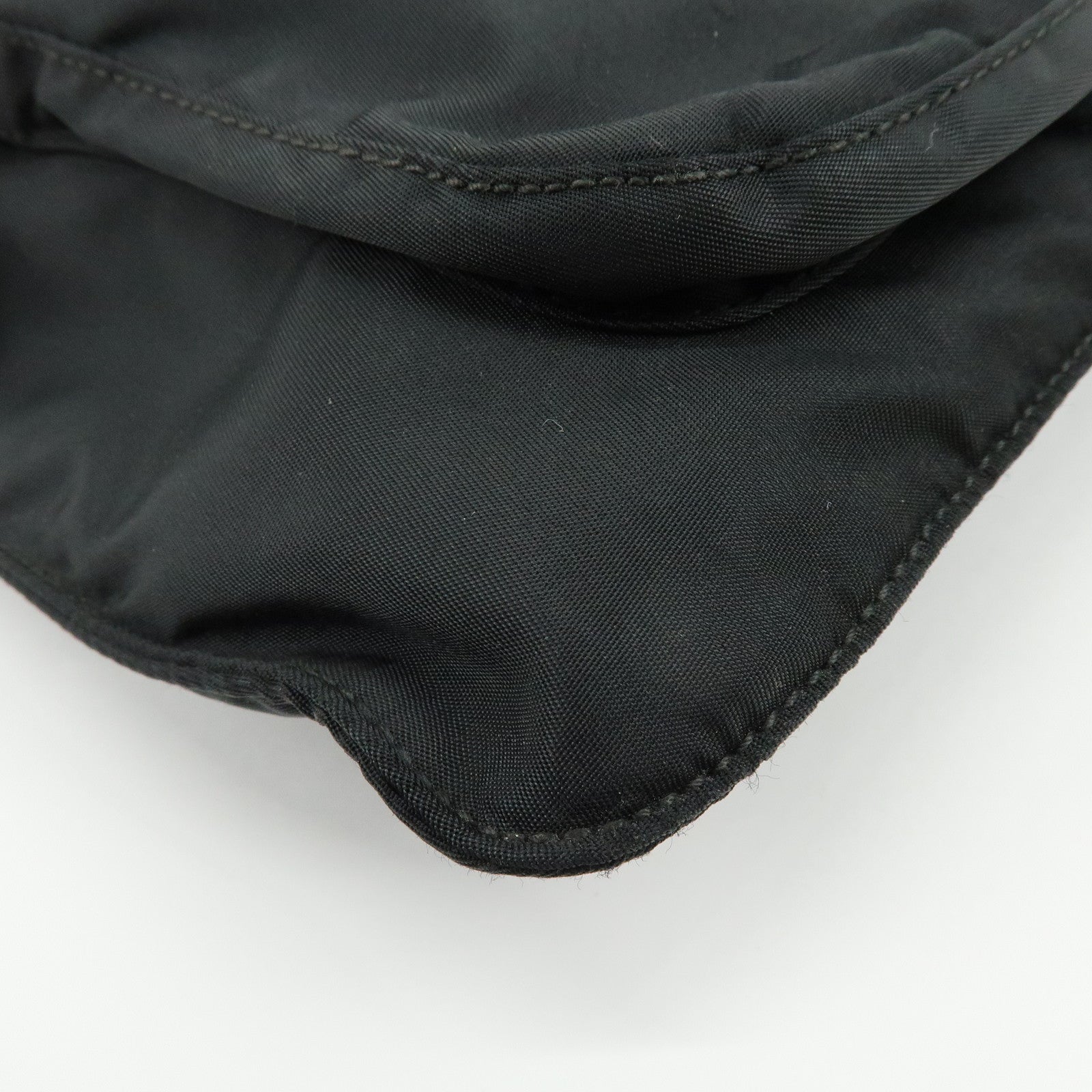 PRADA Triangle Logo Nylon Leather Shoulder Bag Crossbody Bag Black