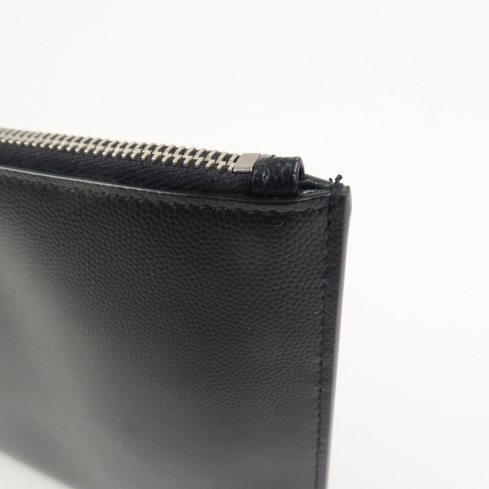 SAINT LAURENT PARIS Logo Leather Clutch Bag Black
