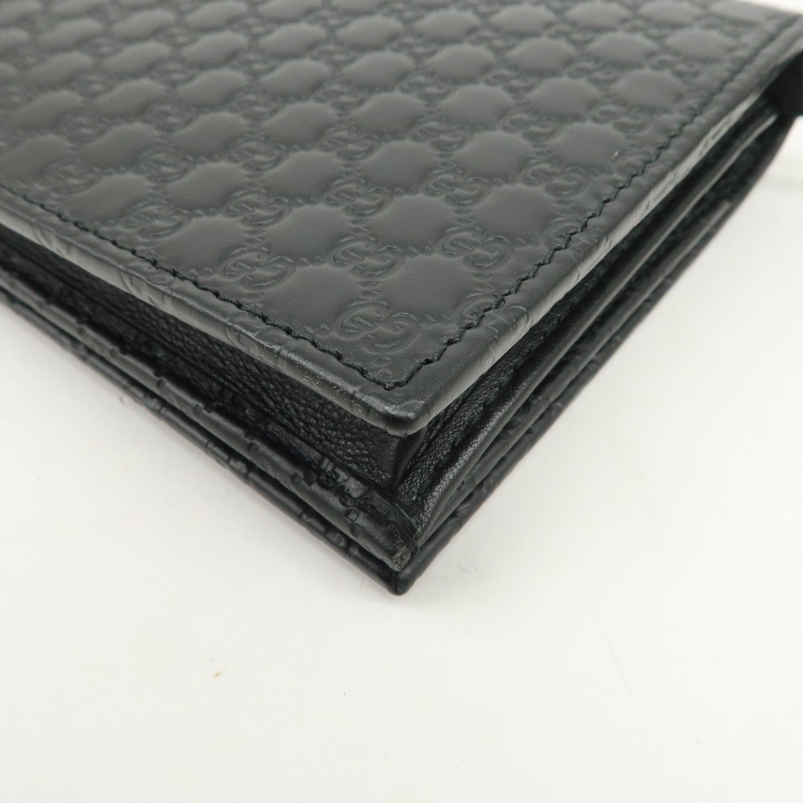 GUCCI Micro Guccissima Leather Shoulder Bag Wallet Bag Black 466507