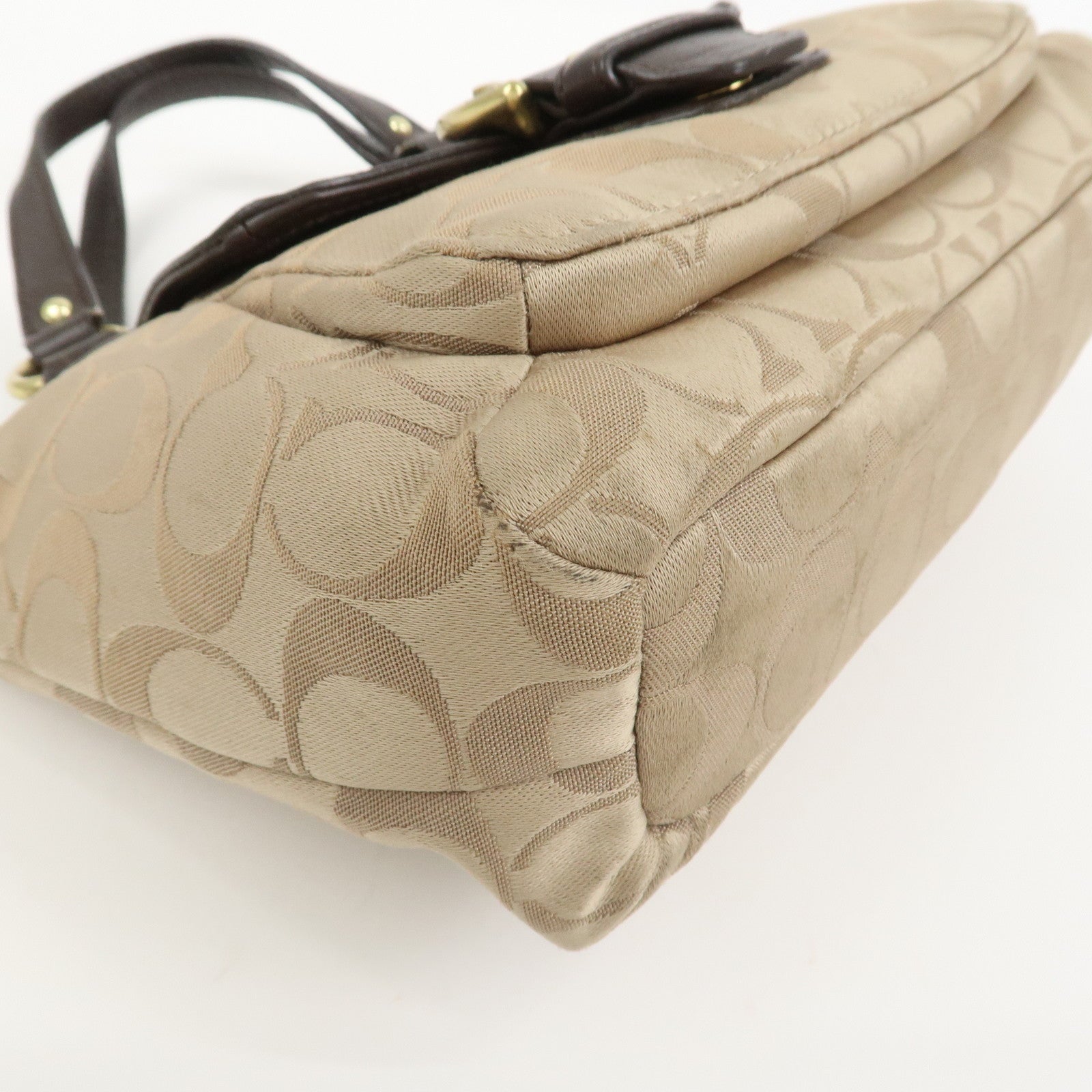 COACH Signature Set of 3 Silk Canvas Leather Hand Bag Pouch Pink